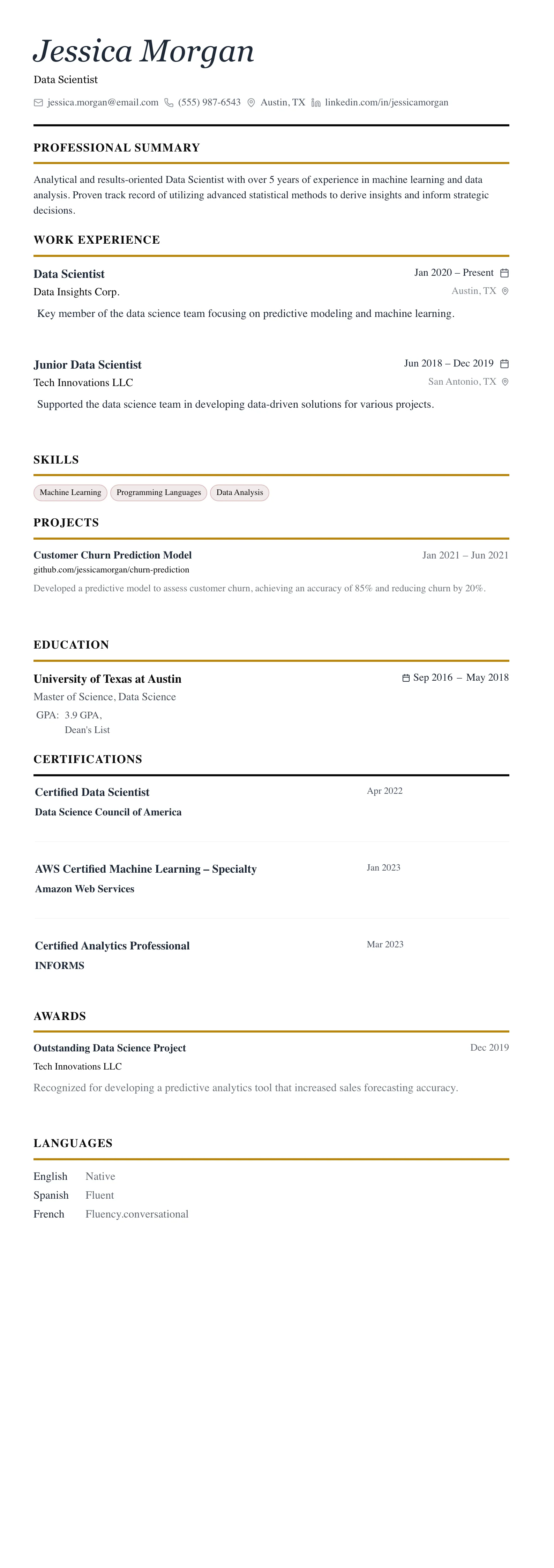 The Editorial template preview