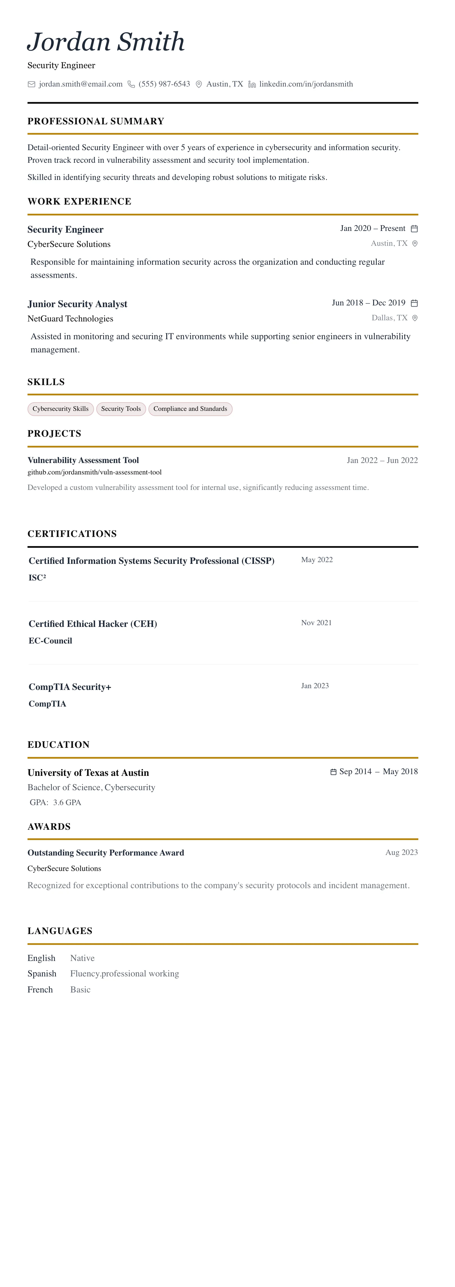 The Editorial template preview