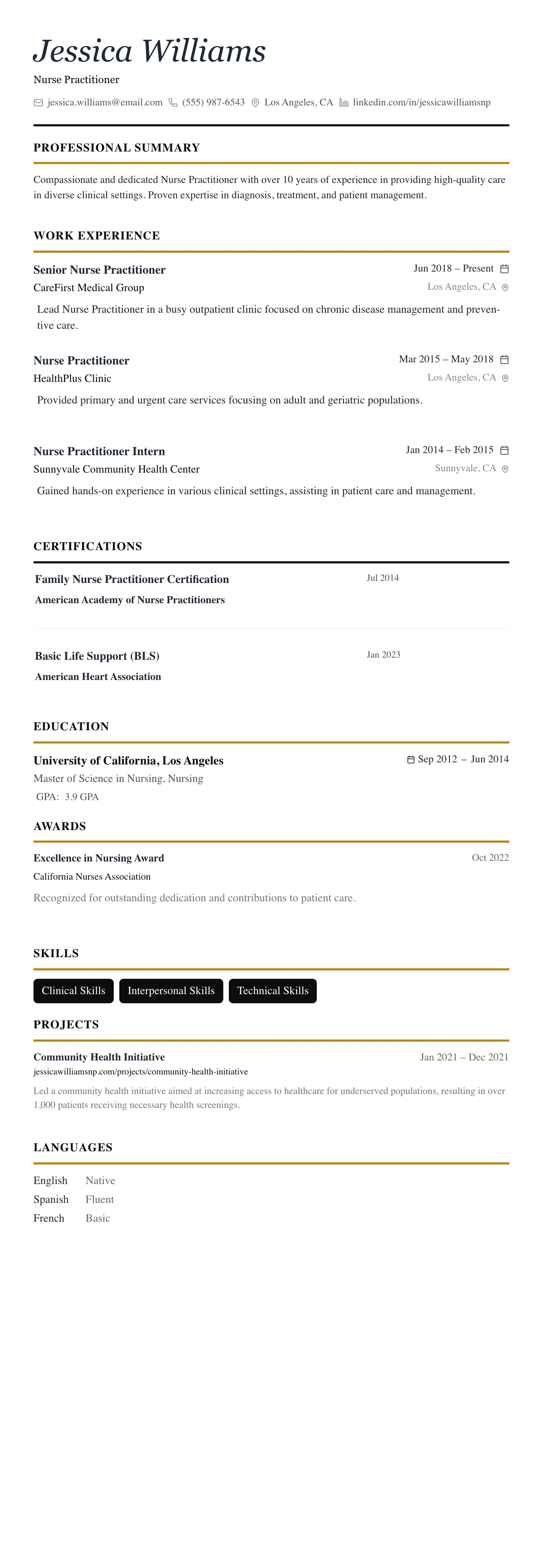 The Editorial template preview