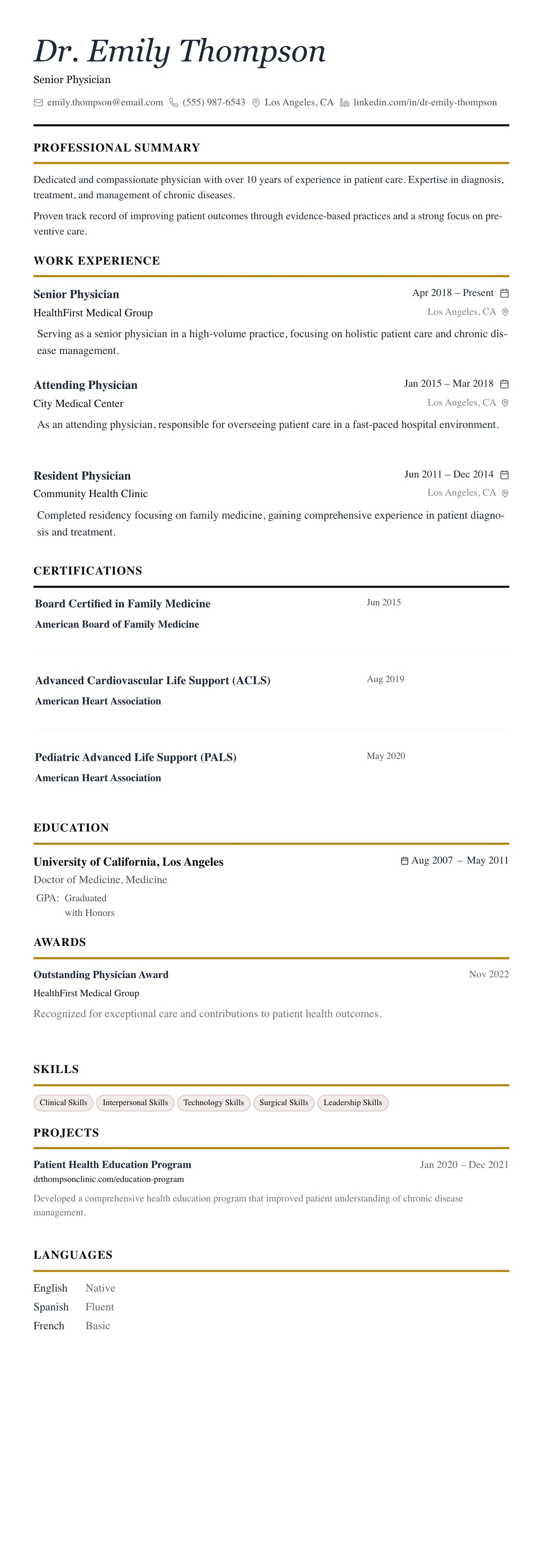 The Editorial template preview