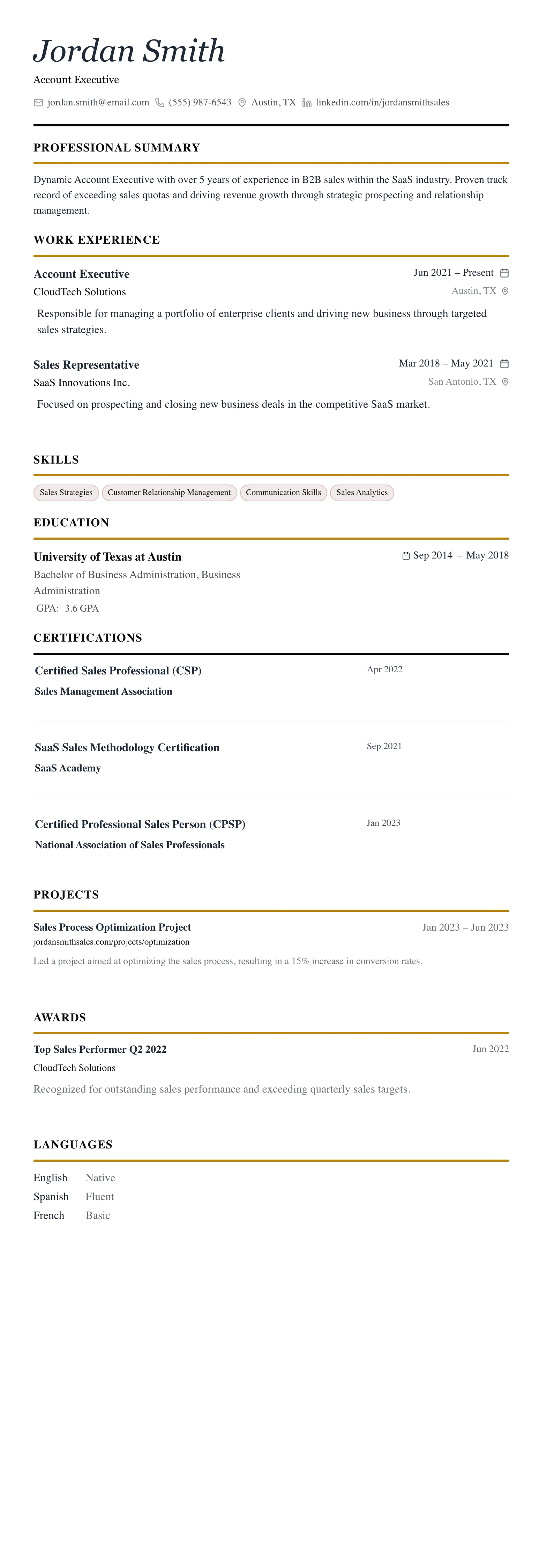 The Editorial template preview