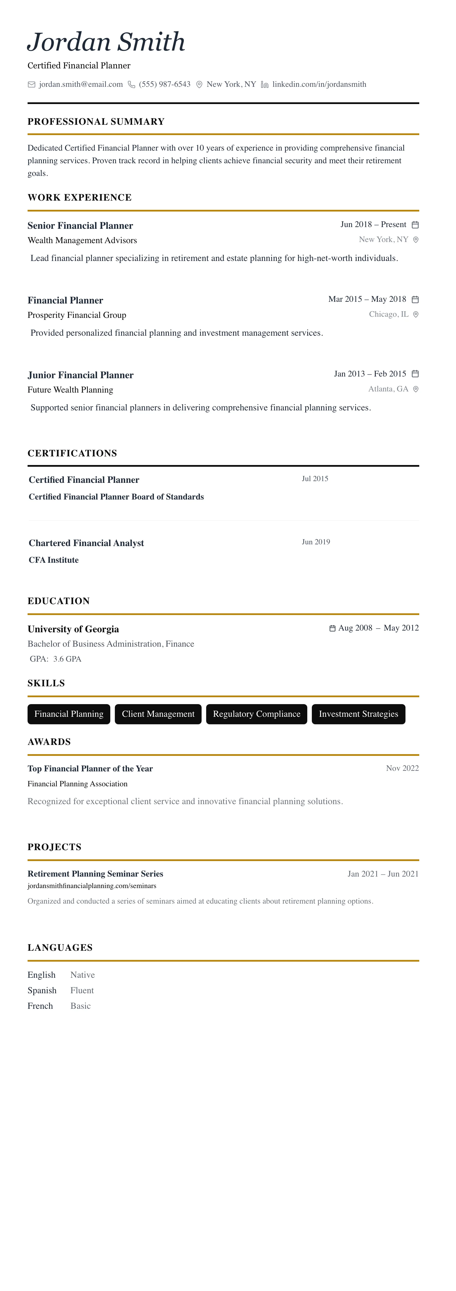 The Editorial template preview