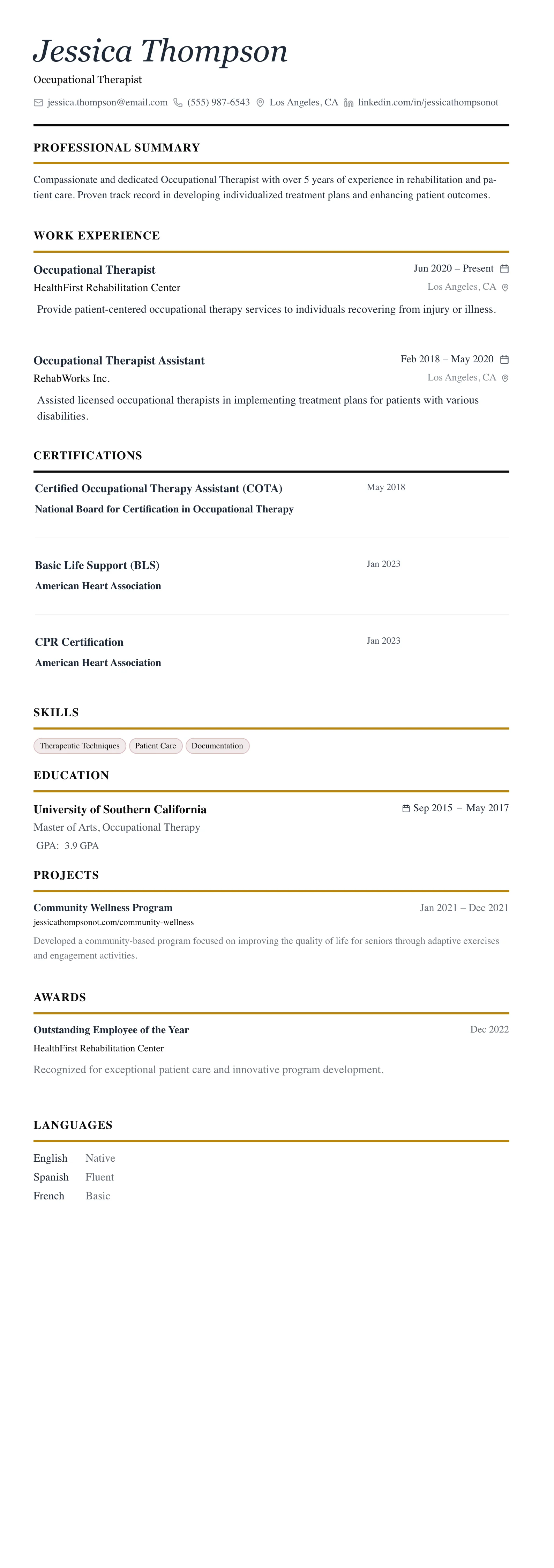 The Editorial template preview