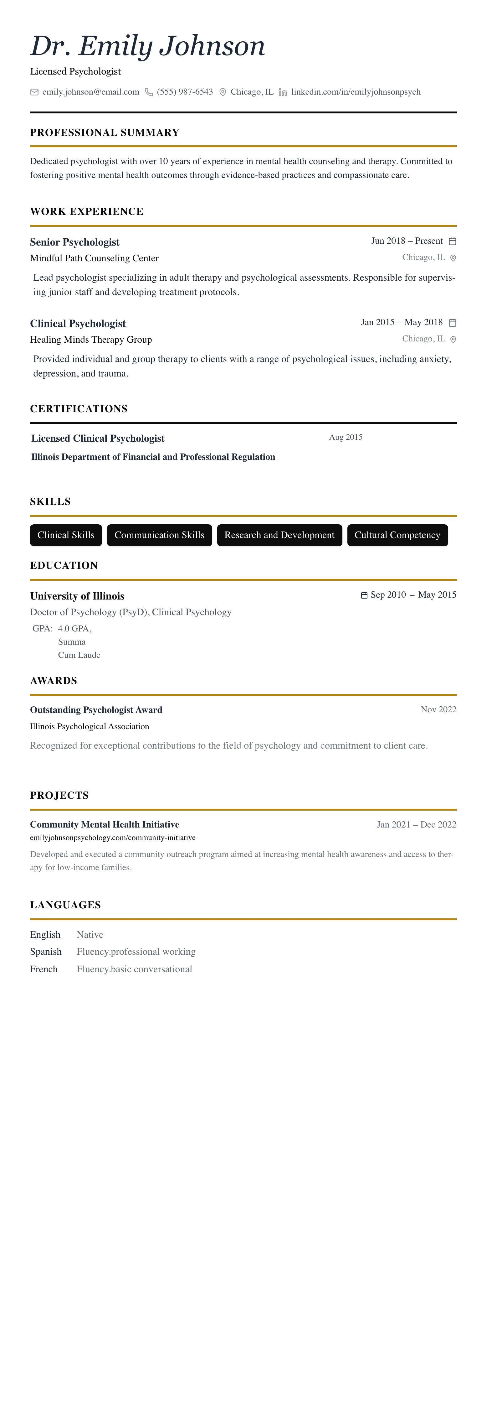 The Editorial template preview