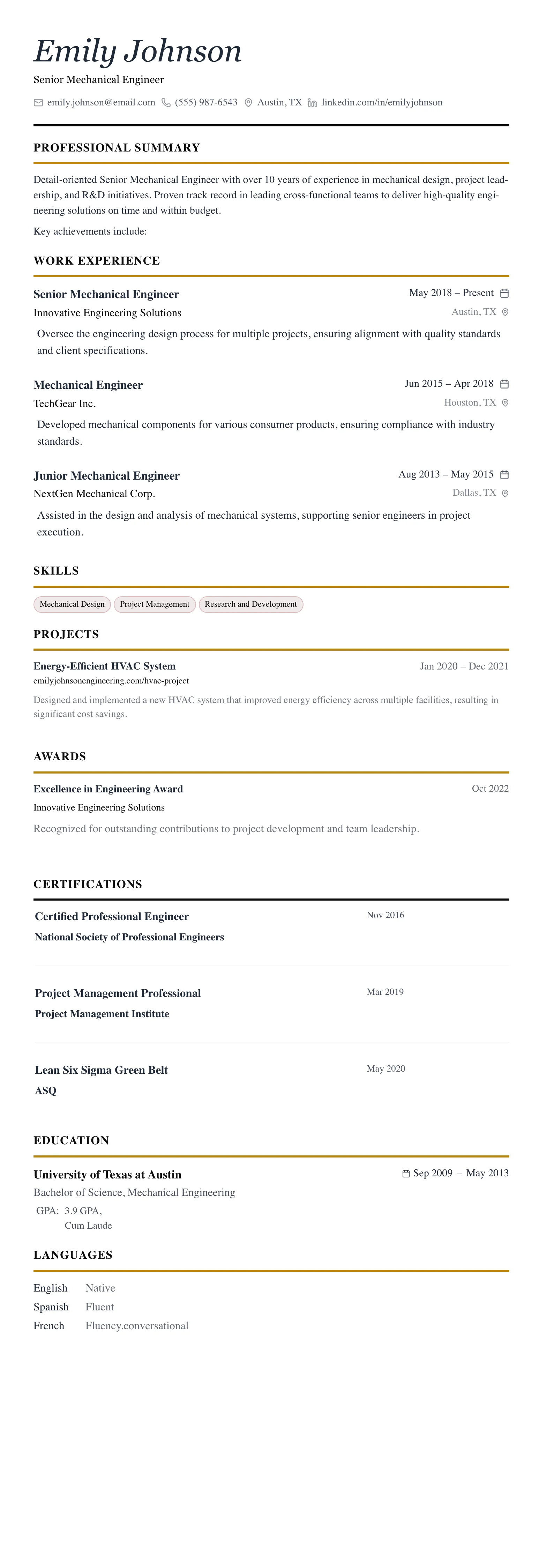 The Editorial template preview