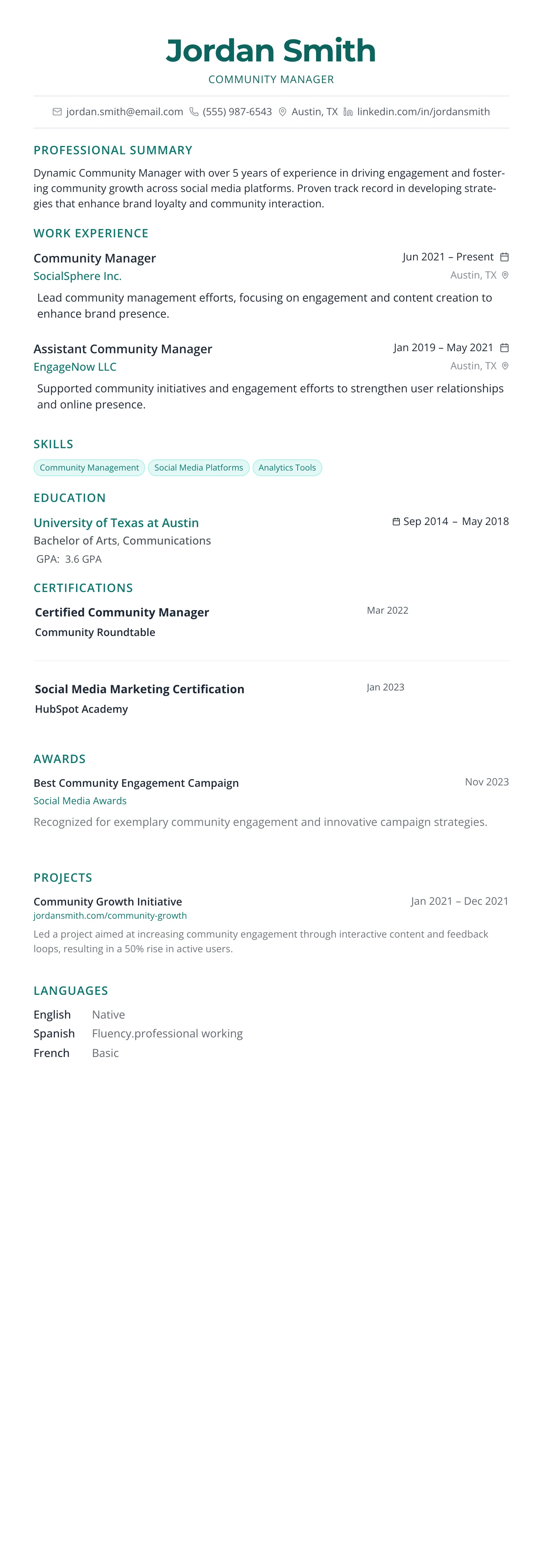 The Horizon template preview