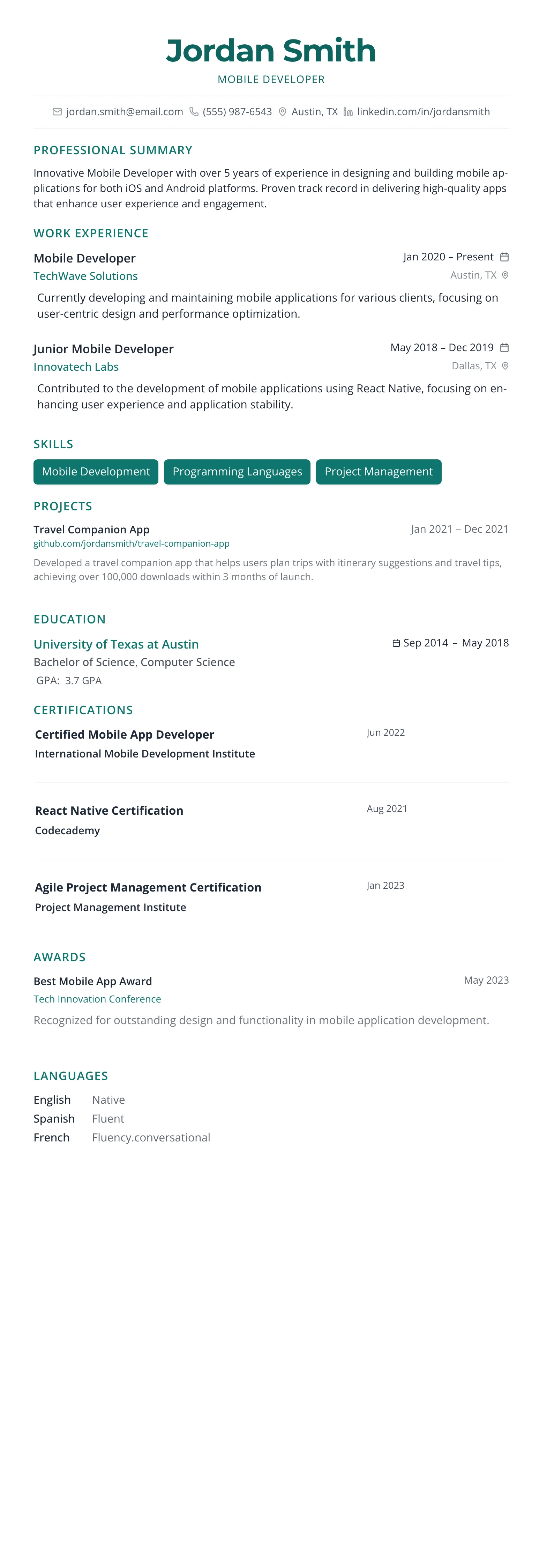 The Horizon template preview