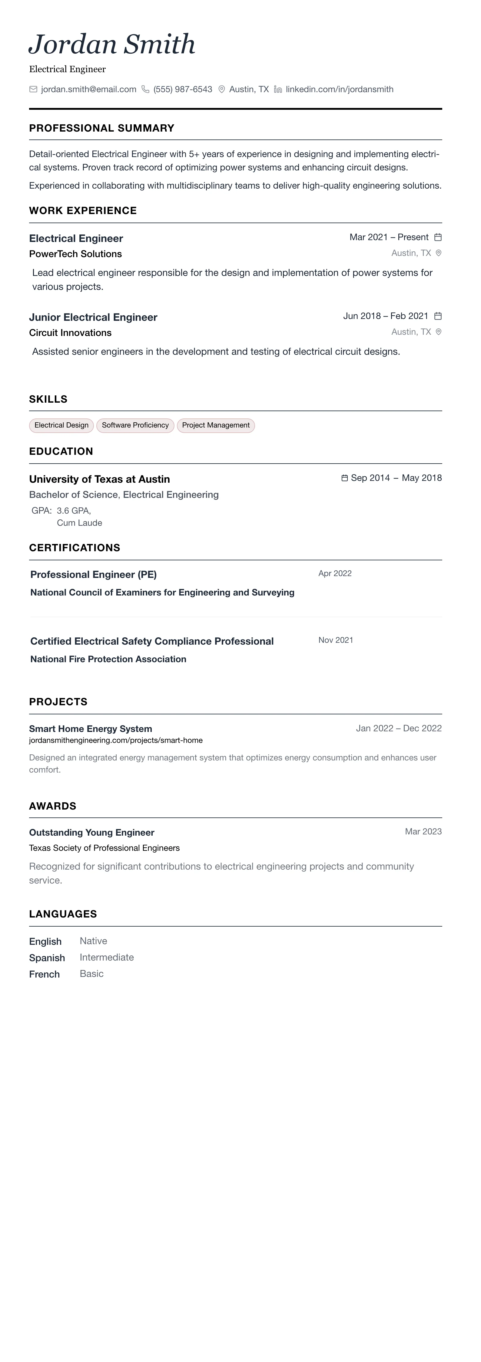 The Minimalist template preview
