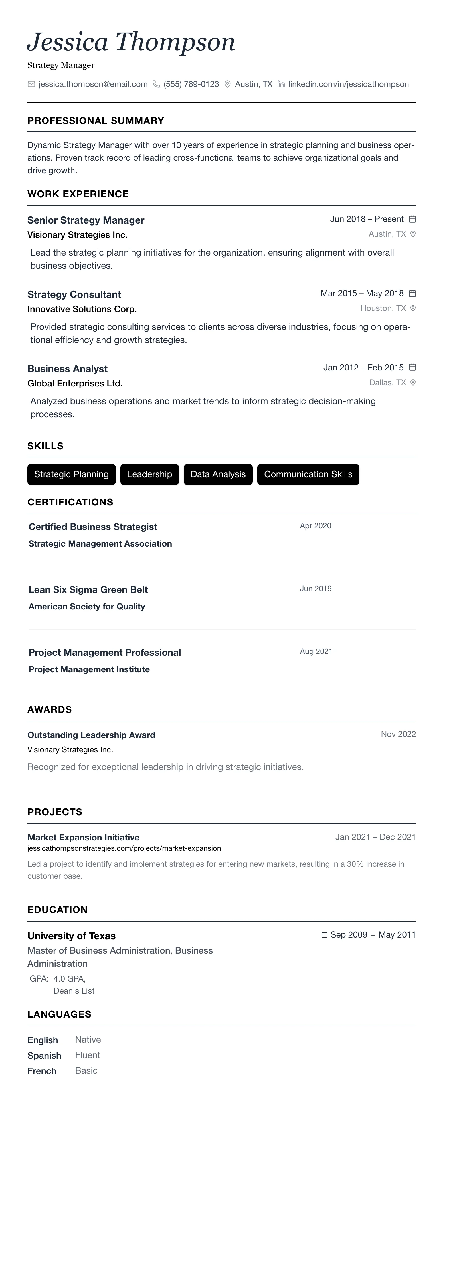 The Minimalist template preview