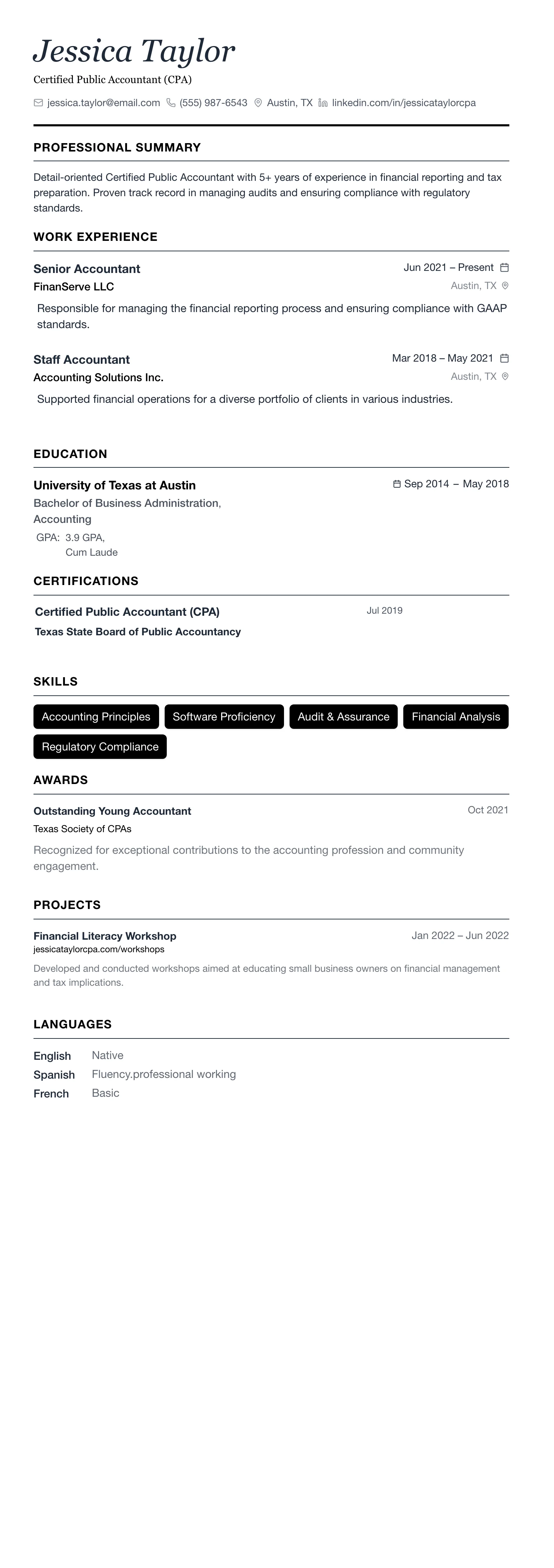 The Minimalist template preview