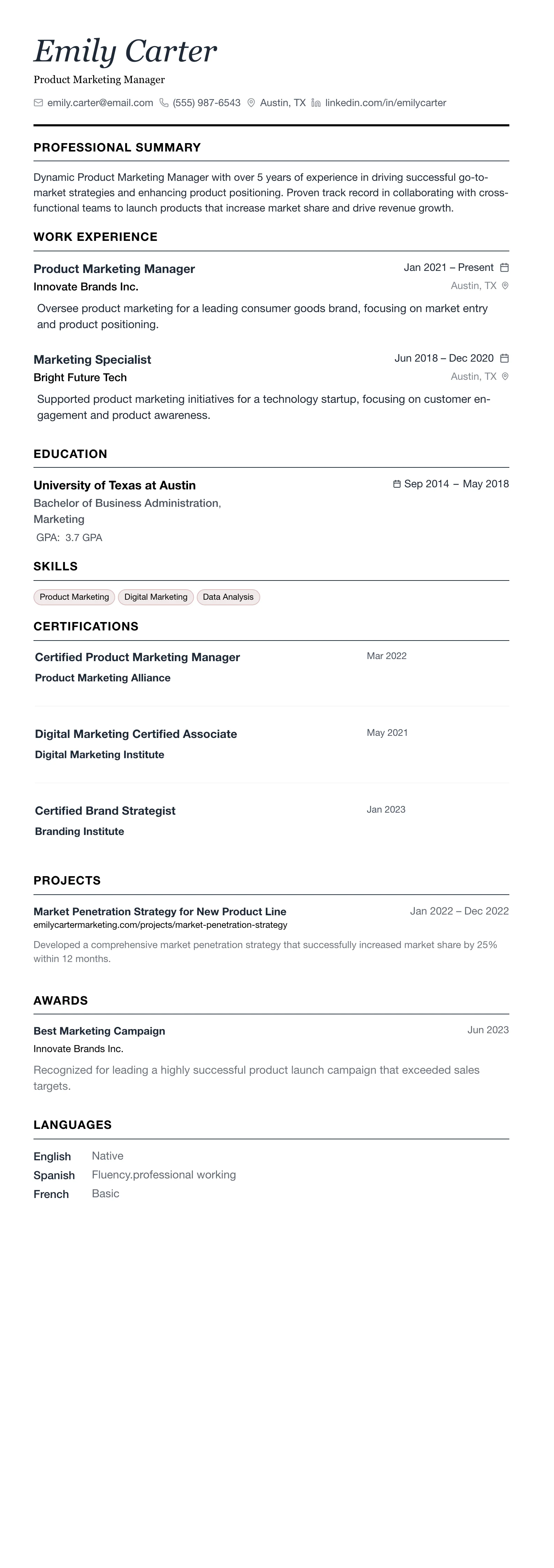 The Minimalist template preview