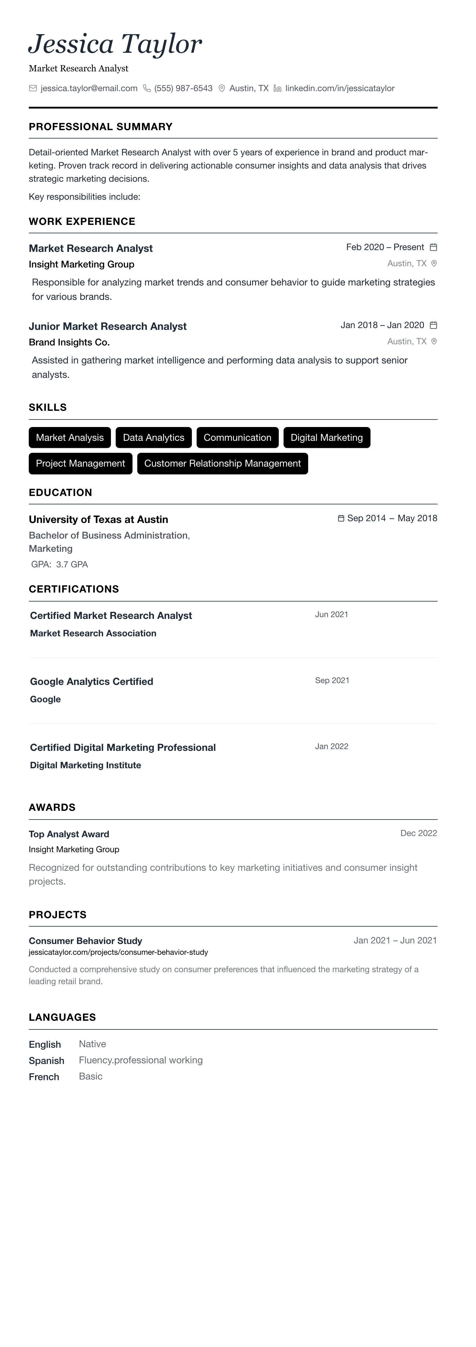 The Minimalist template preview