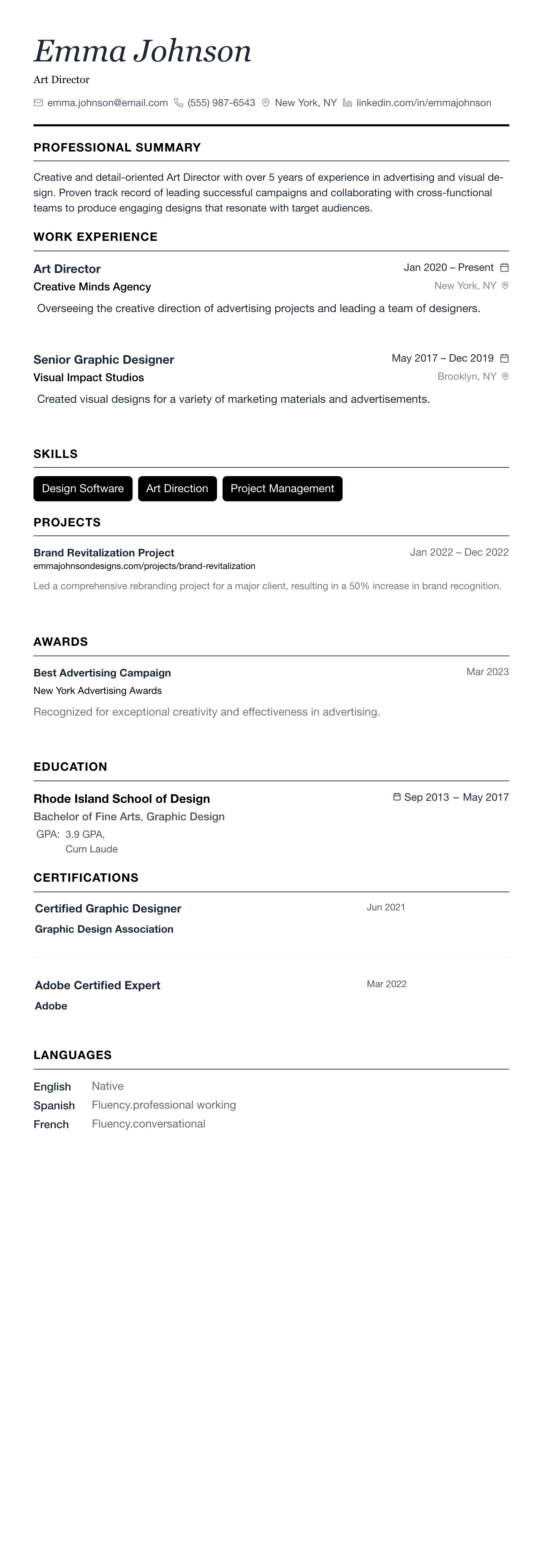 The Minimalist template preview