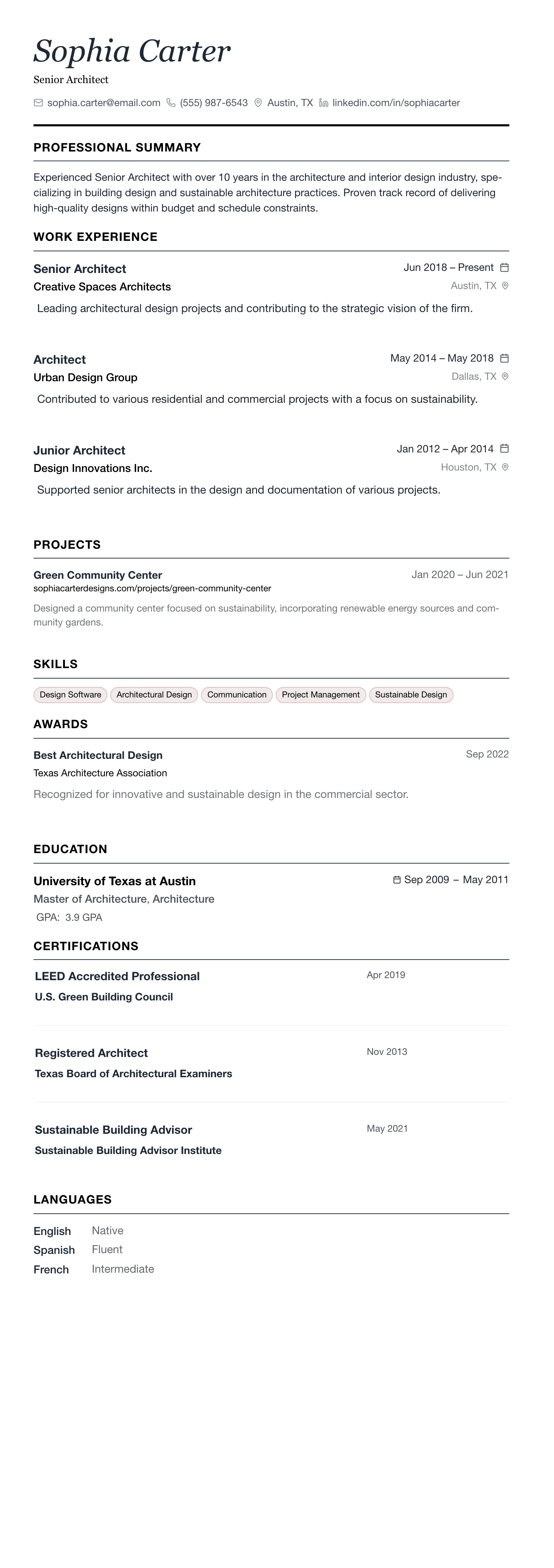 The Minimalist template preview