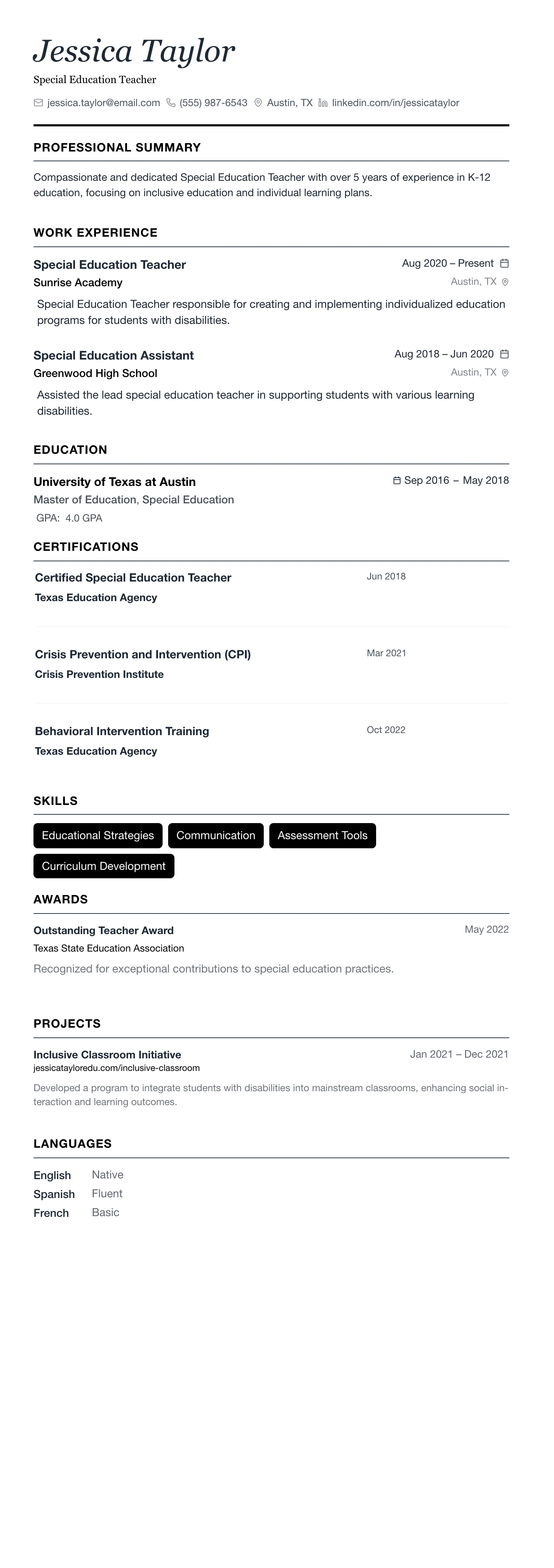 The Minimalist template preview
