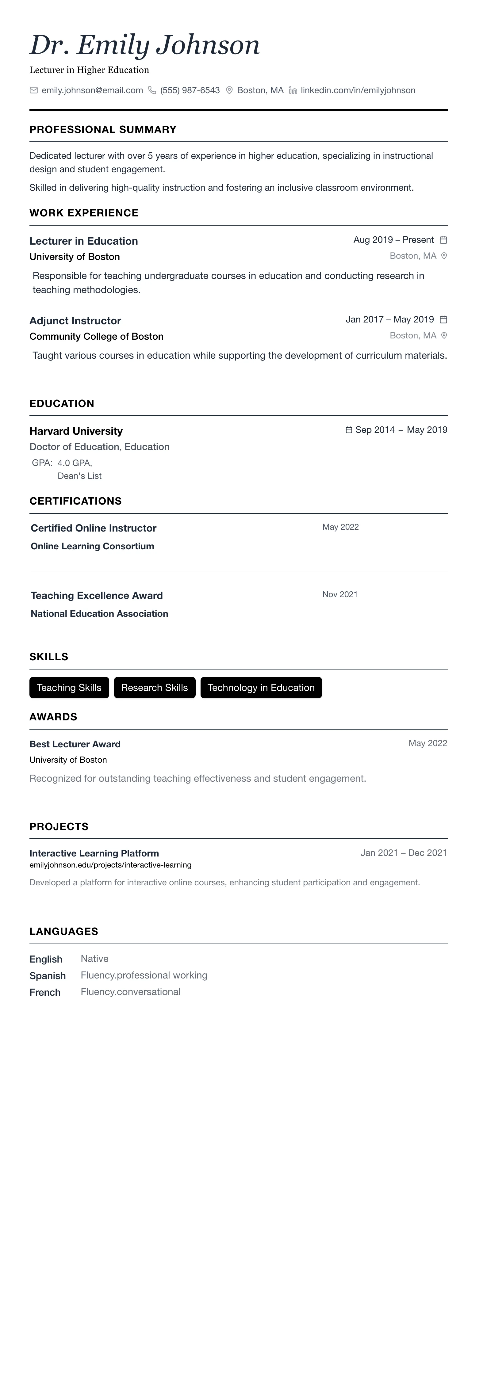 The Minimalist template preview