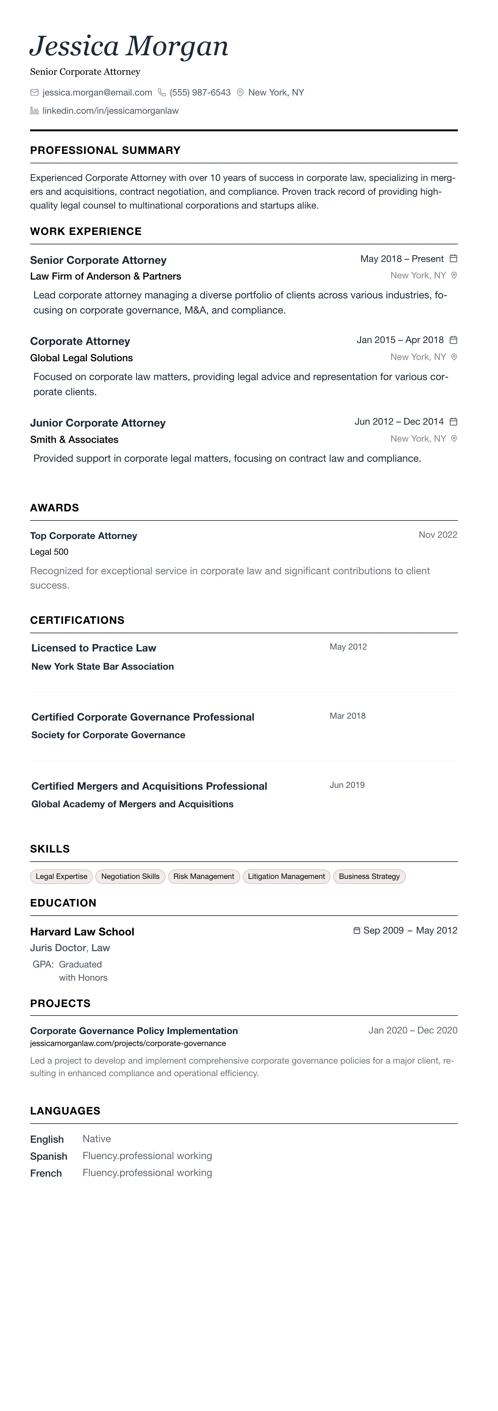 The Minimalist template preview