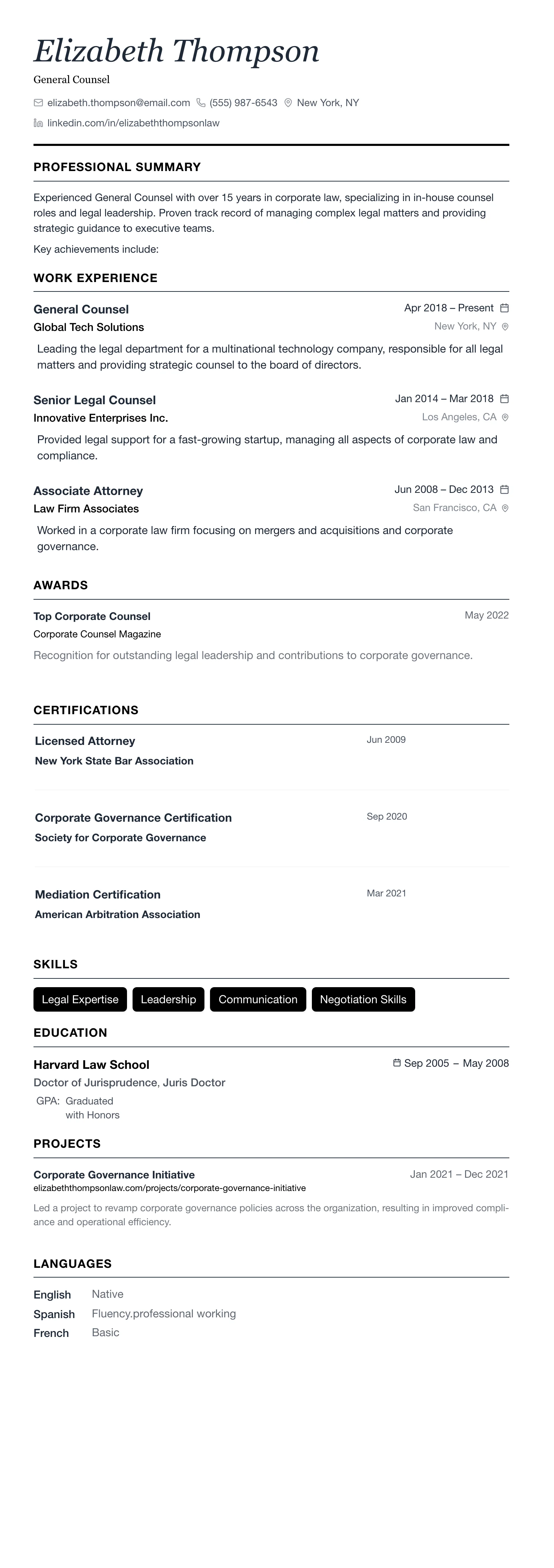The Minimalist template preview