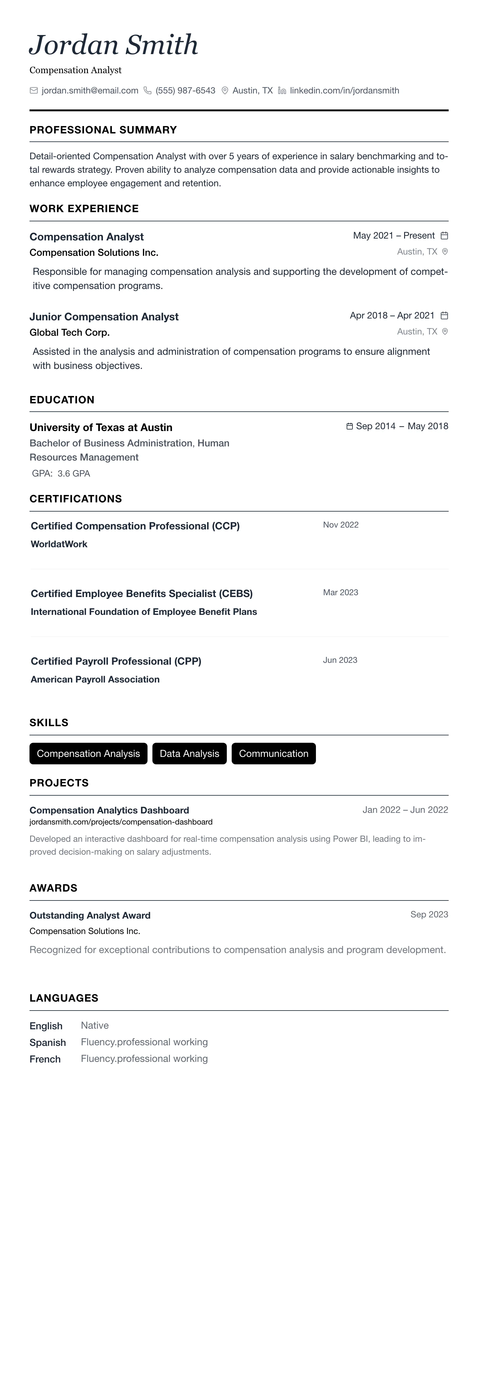 The Minimalist template preview