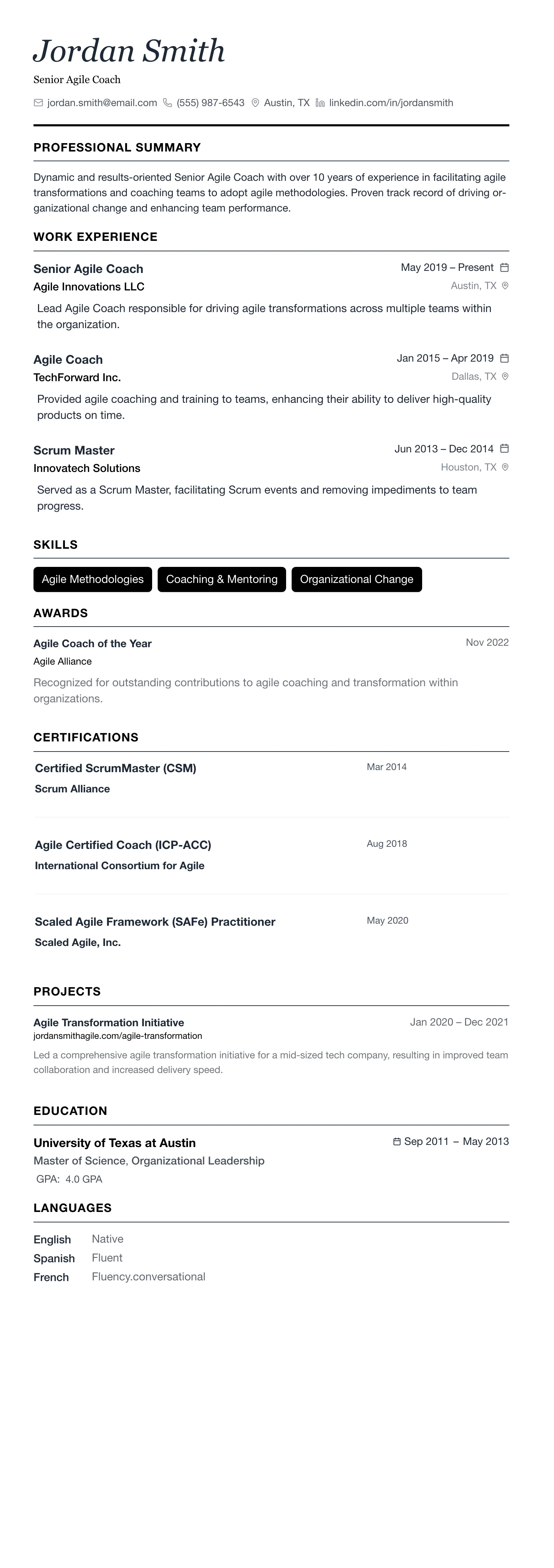 The Minimalist template preview