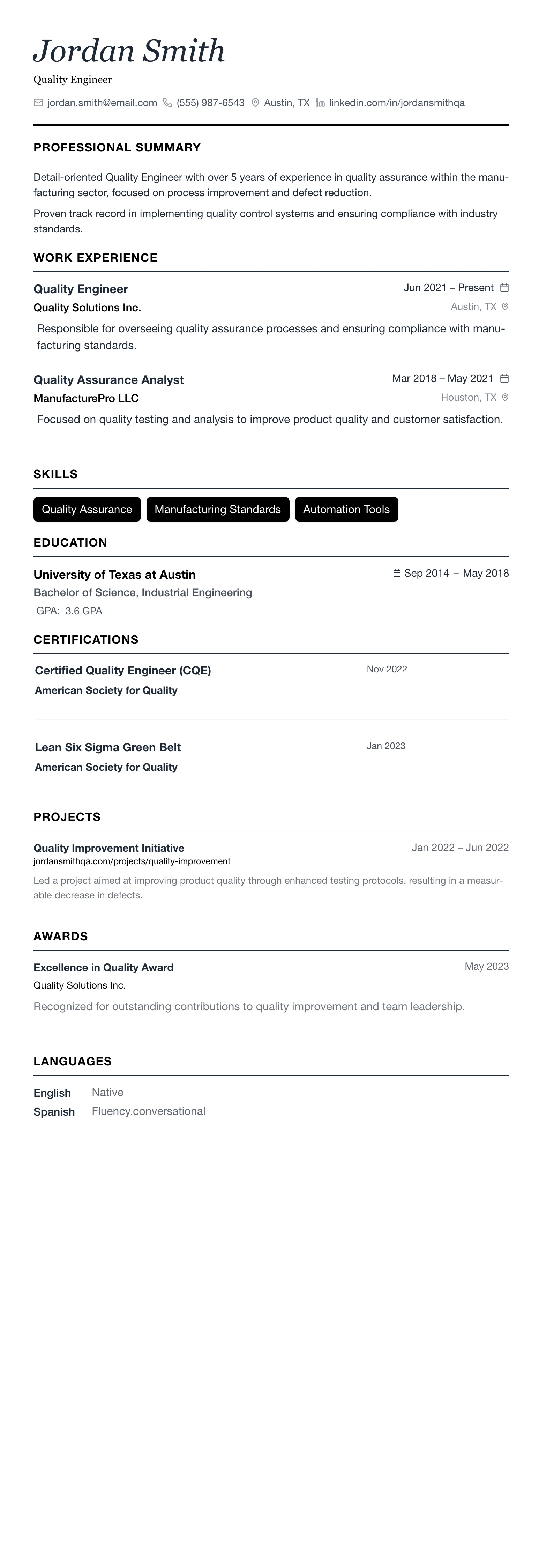 The Minimalist template preview