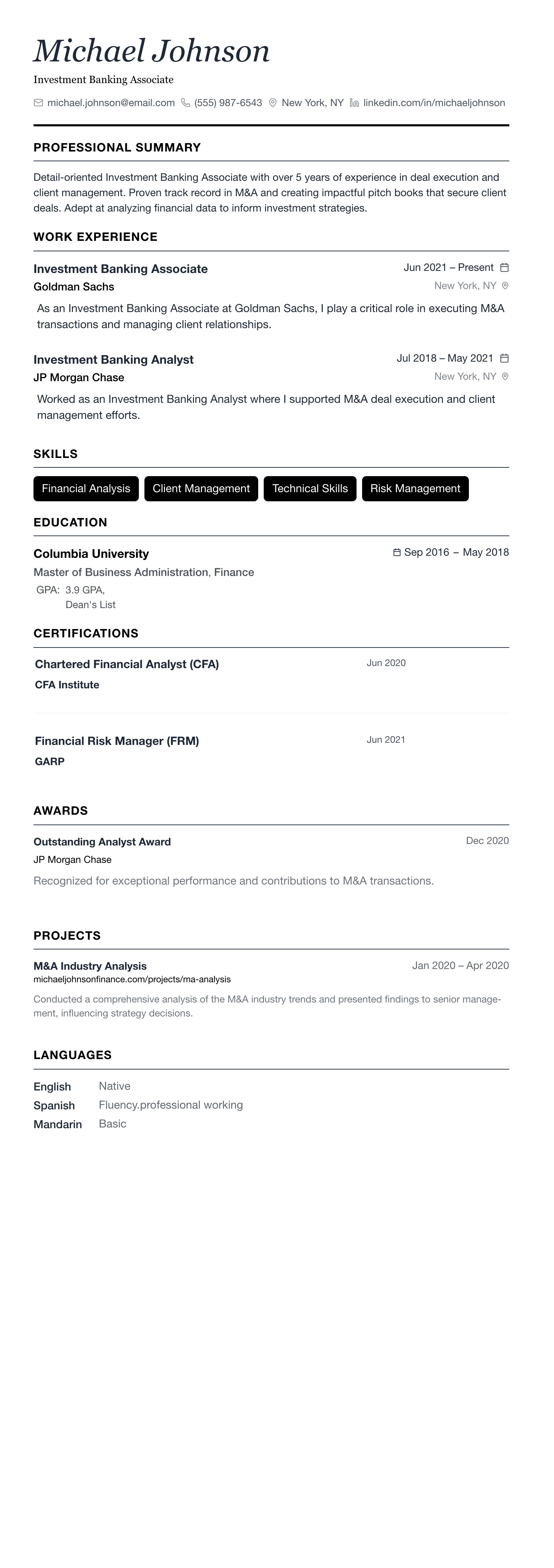 The Minimalist template preview