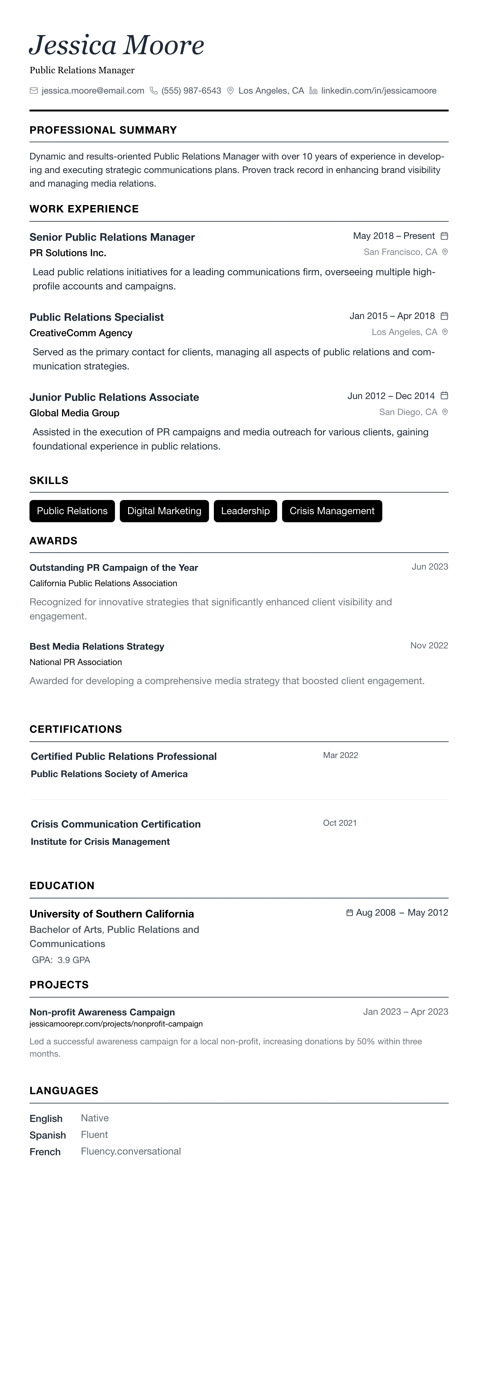 The Minimalist template preview