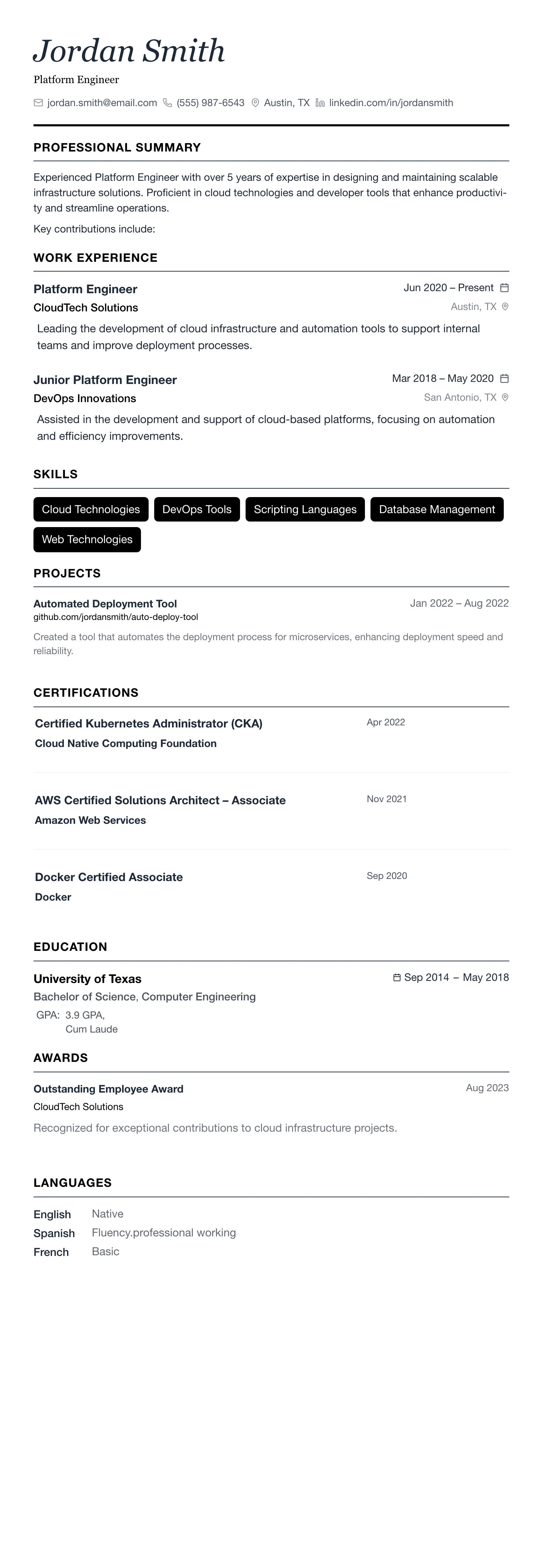 The Minimalist template preview