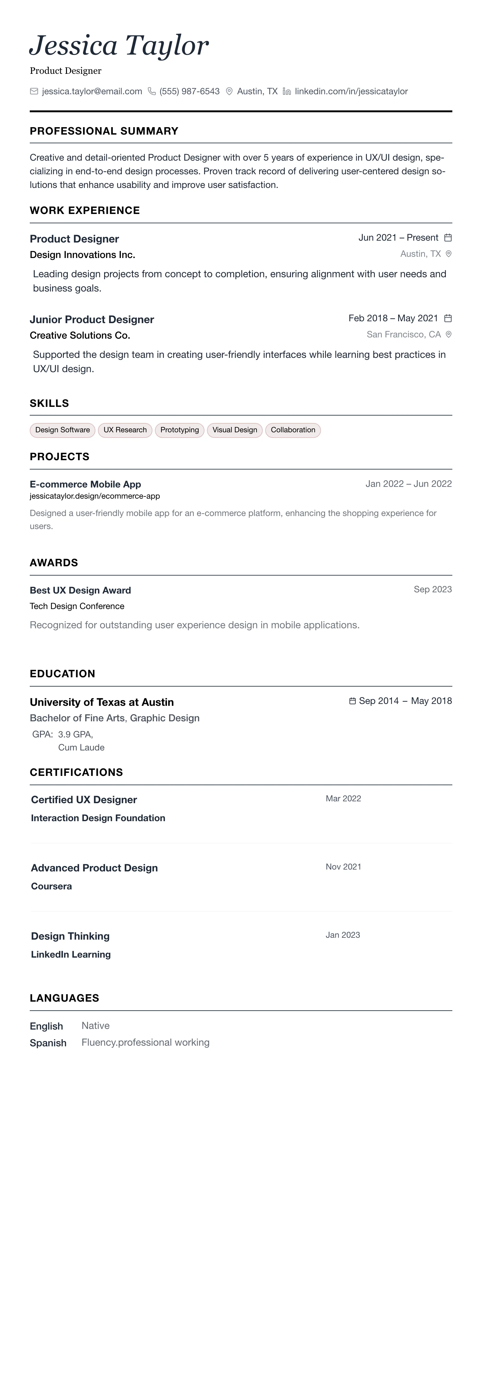 The Minimalist template preview