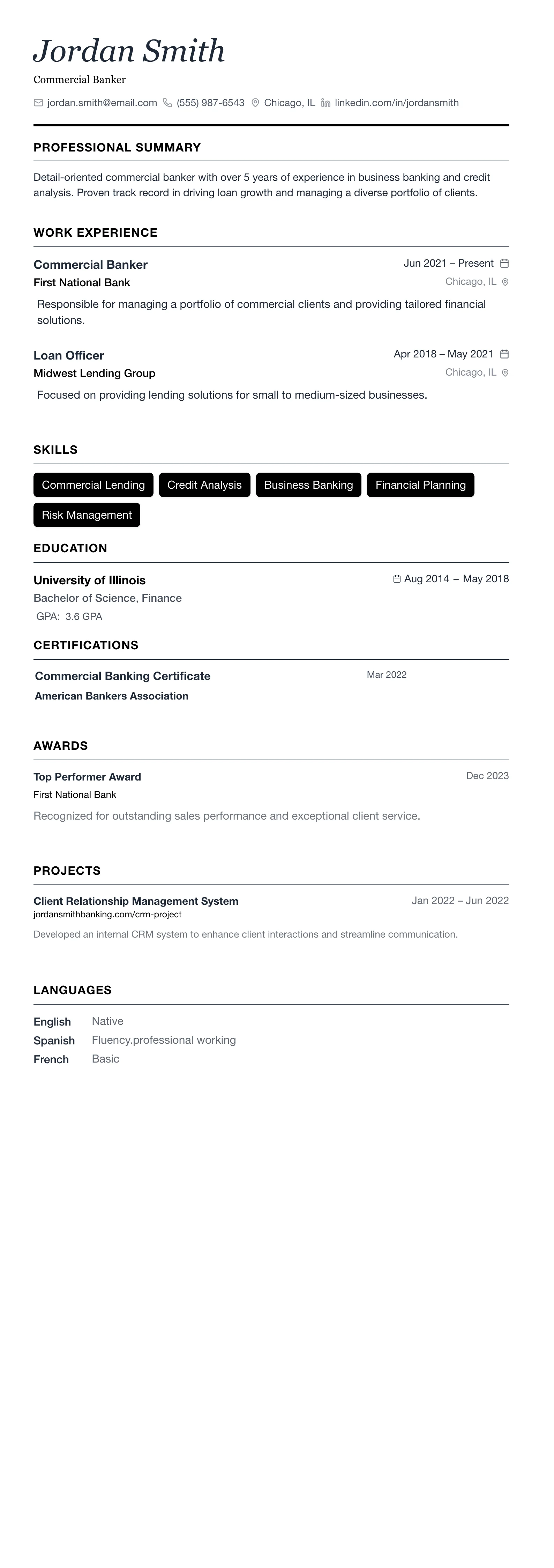 The Minimalist template preview