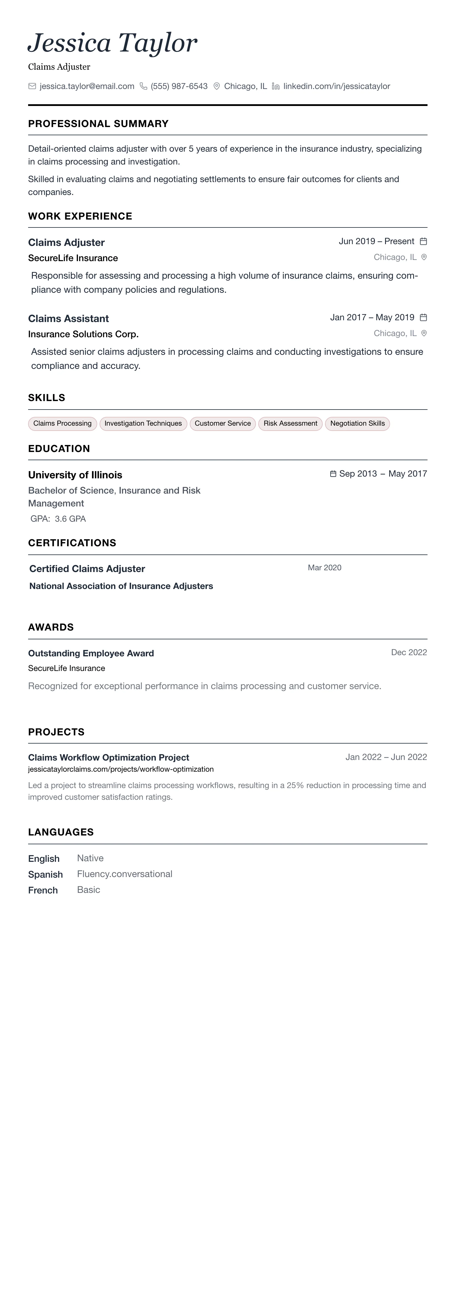 The Minimalist template preview