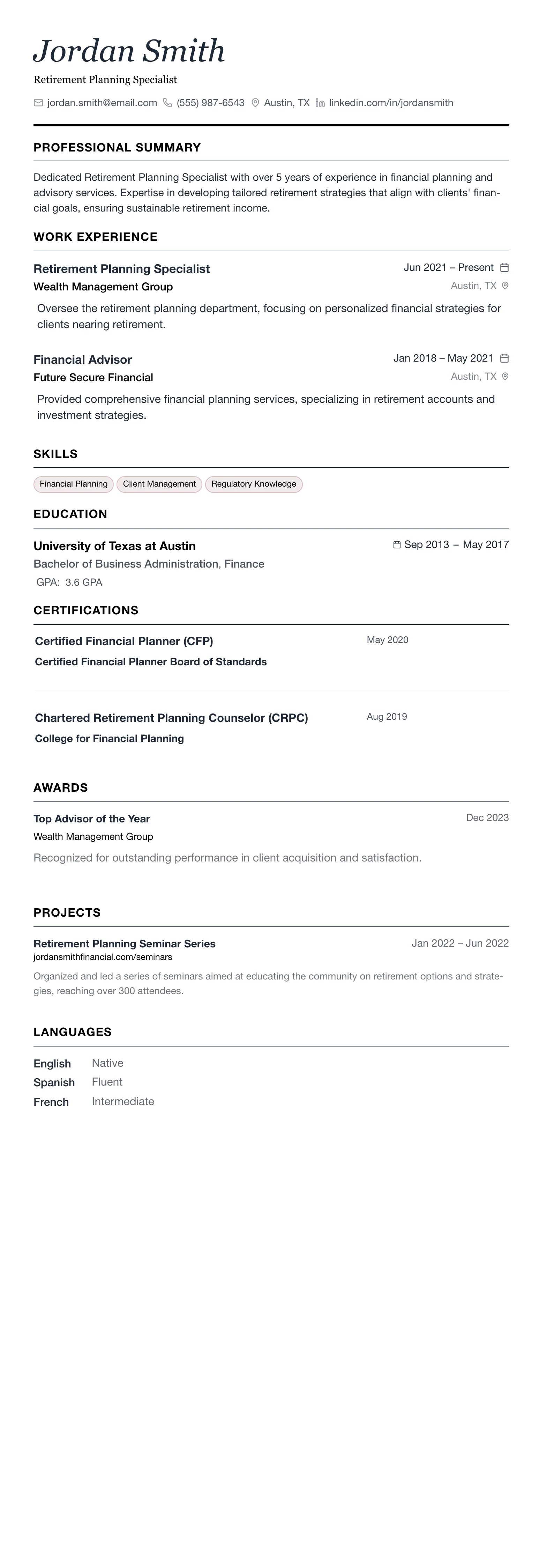 The Minimalist template preview