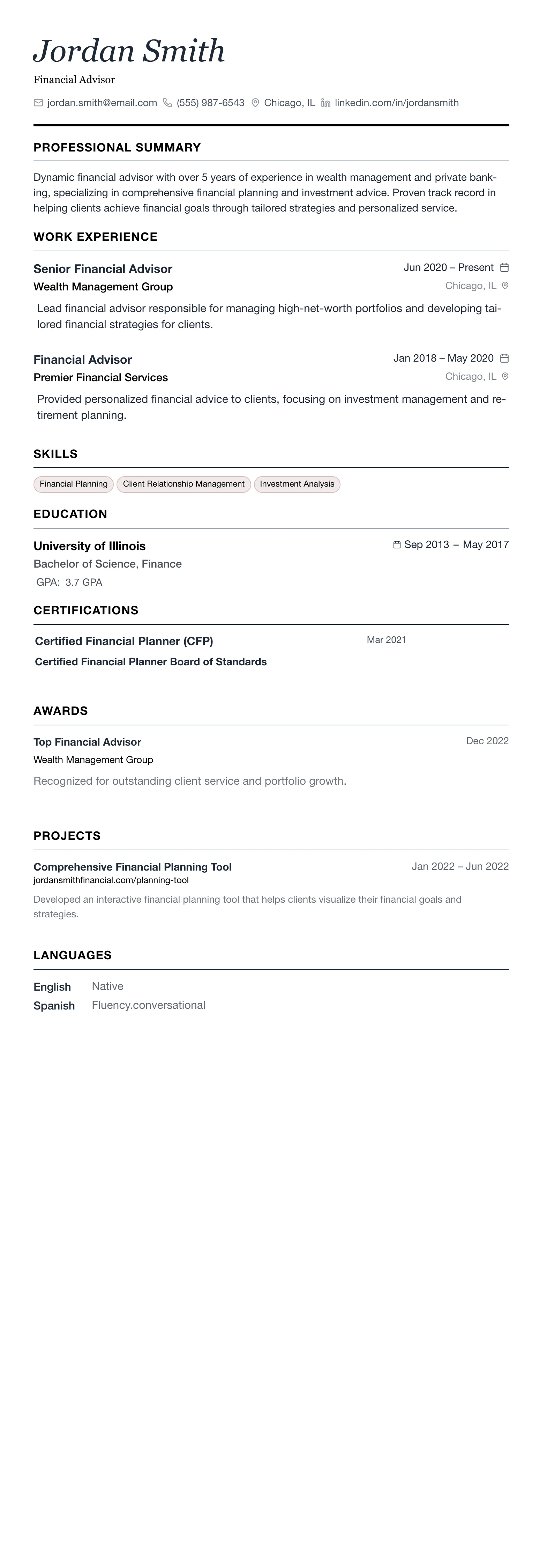 The Minimalist template preview