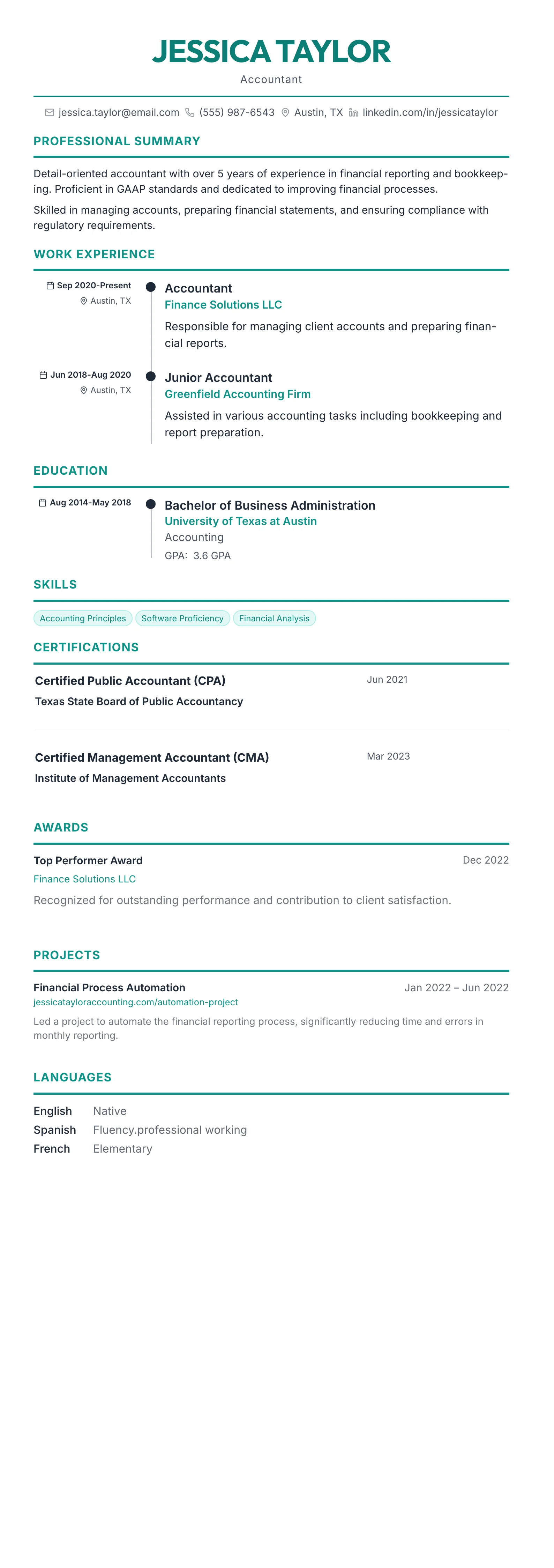 The Timeline template preview