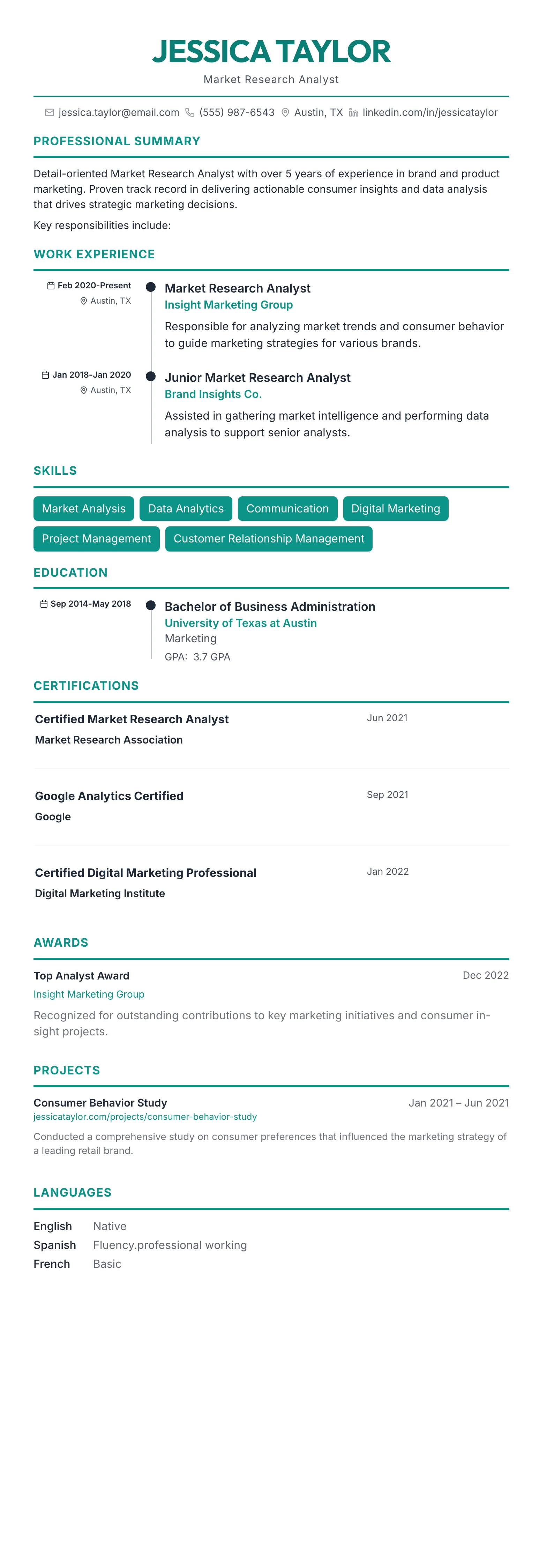The Timeline template preview