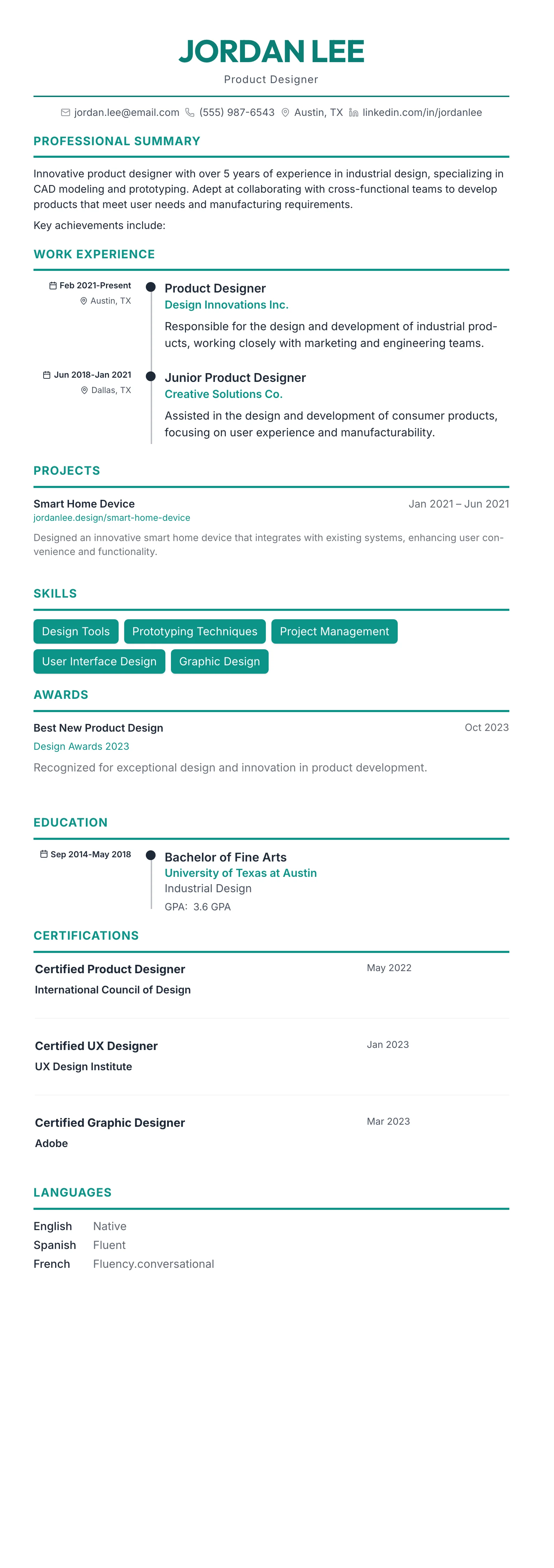 The Timeline template preview