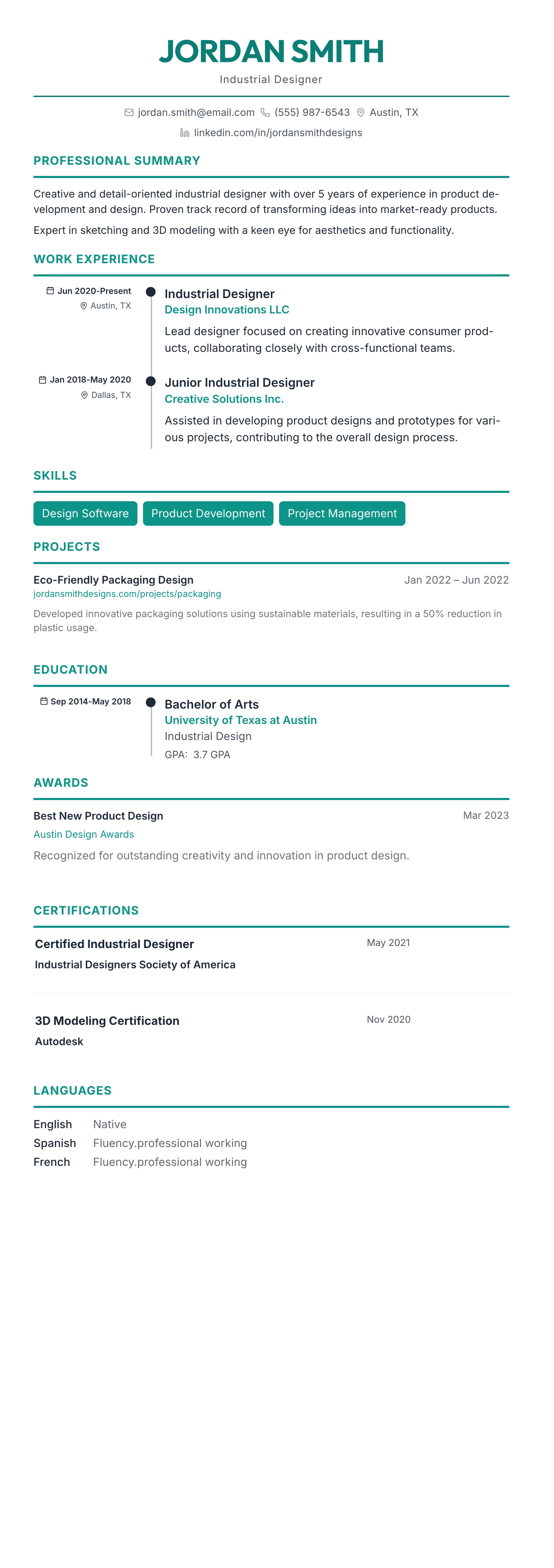 The Timeline template preview