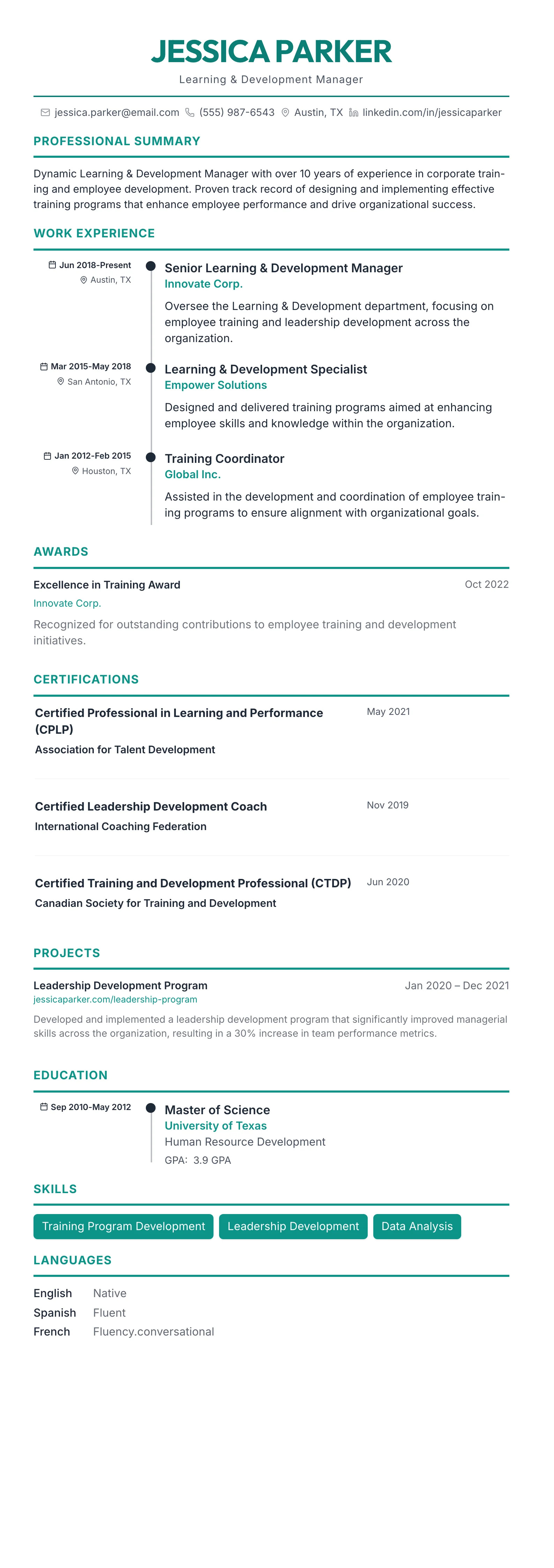 The Timeline template preview