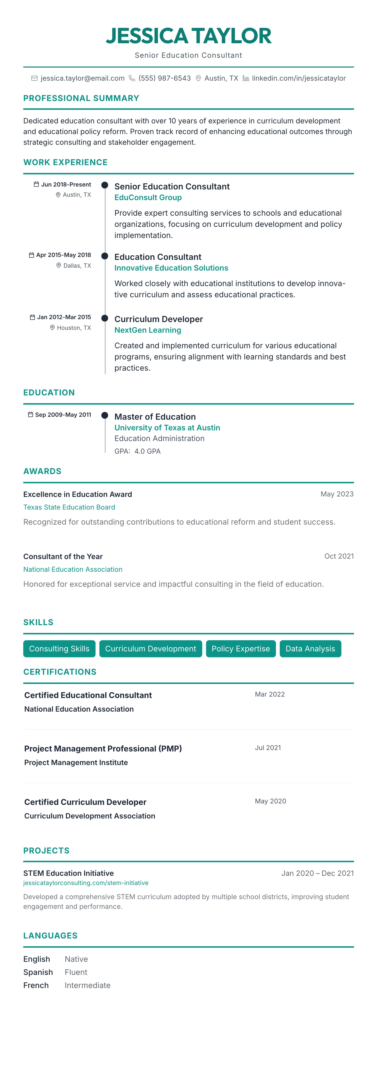 The Timeline template preview