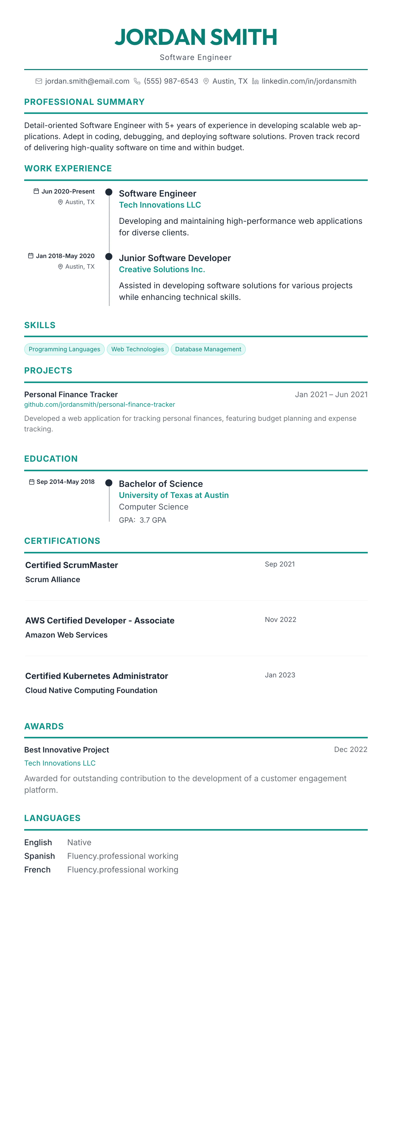 The Timeline template preview