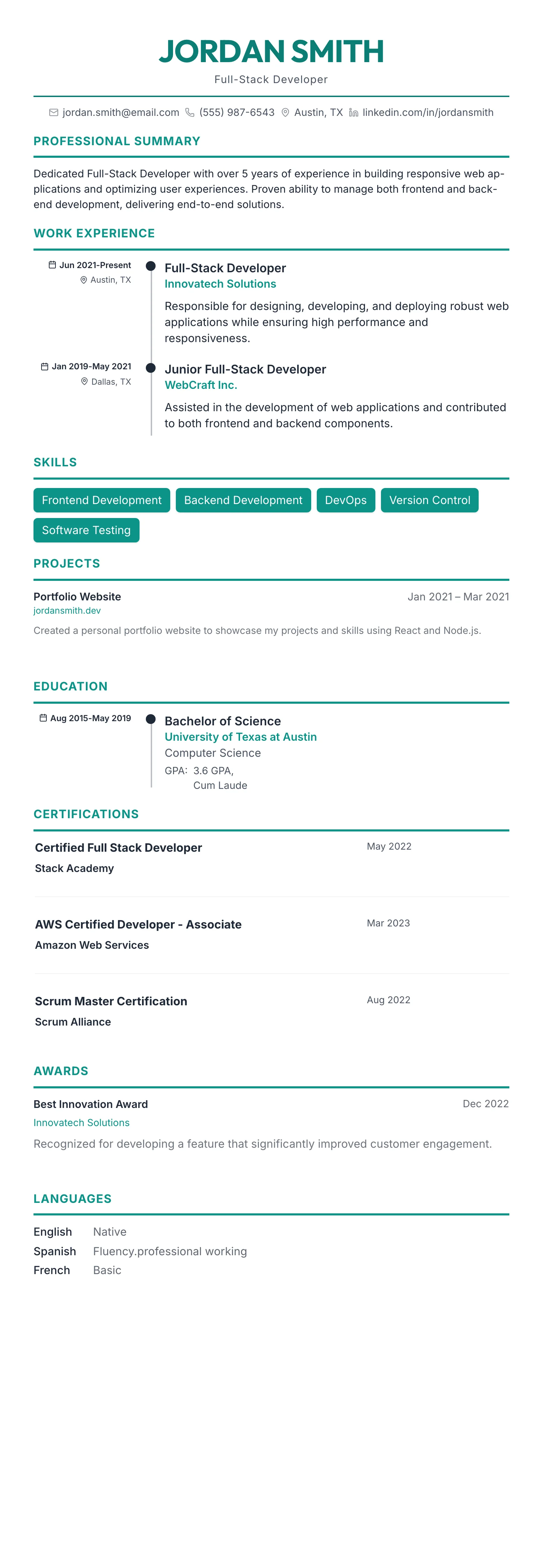 The Timeline template preview