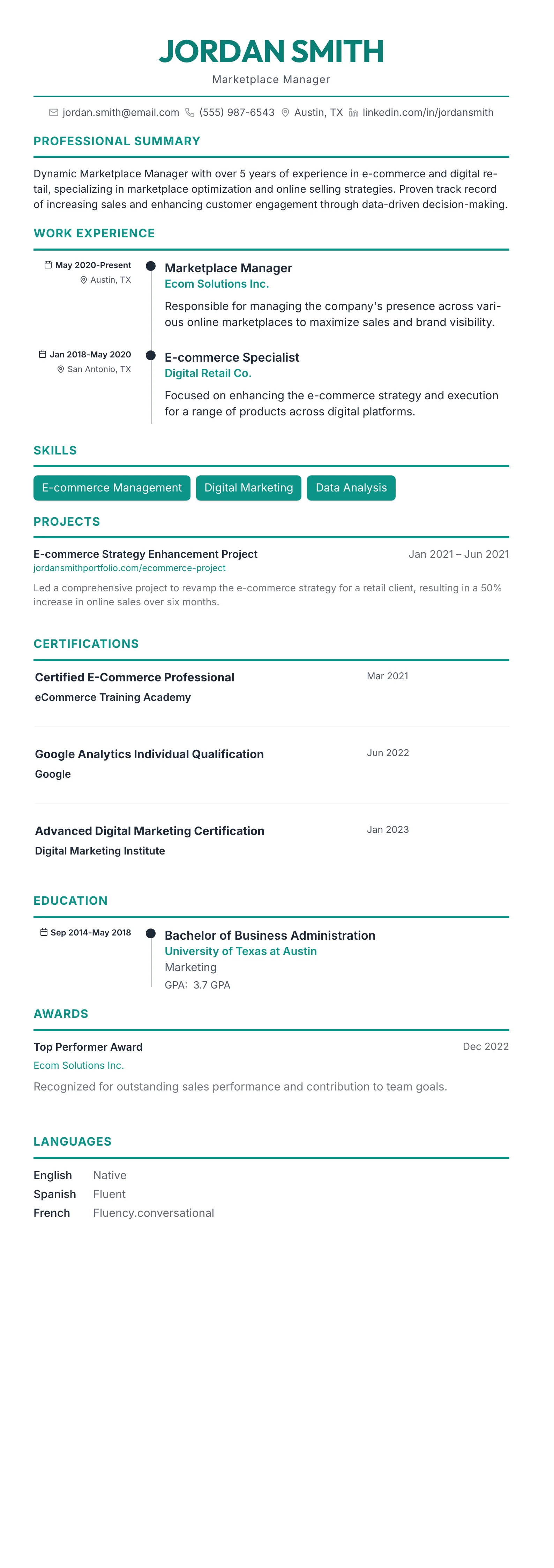 The Timeline template preview