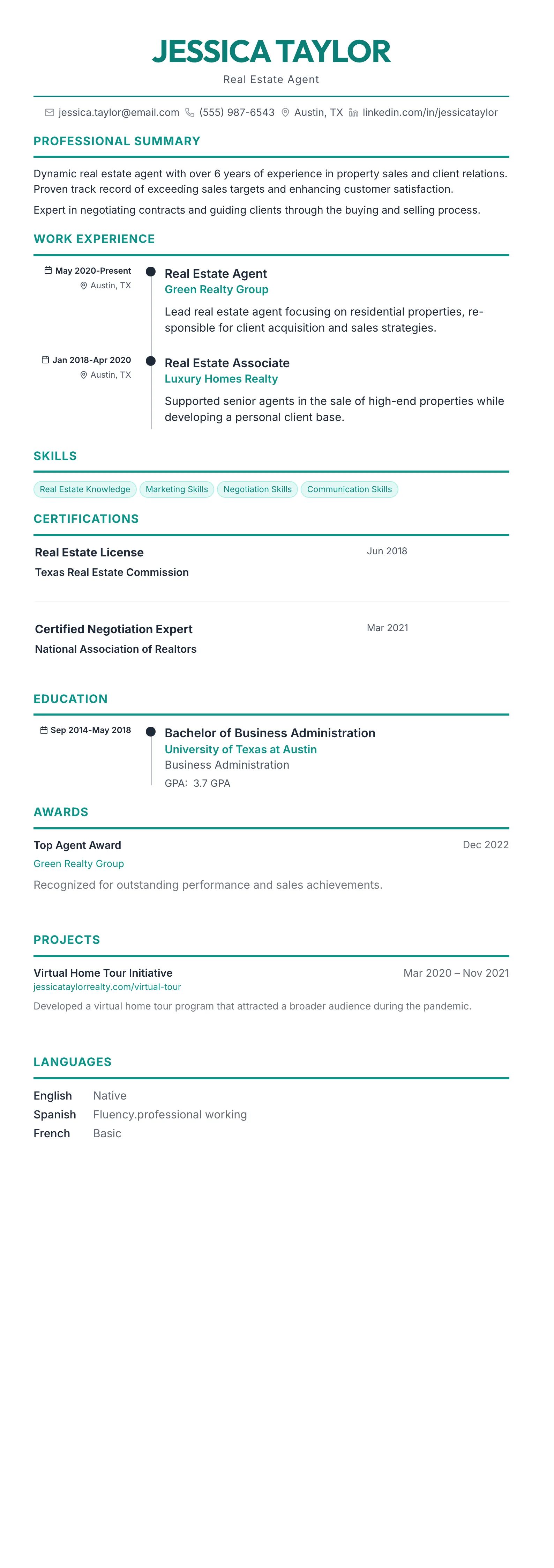 The Timeline template preview