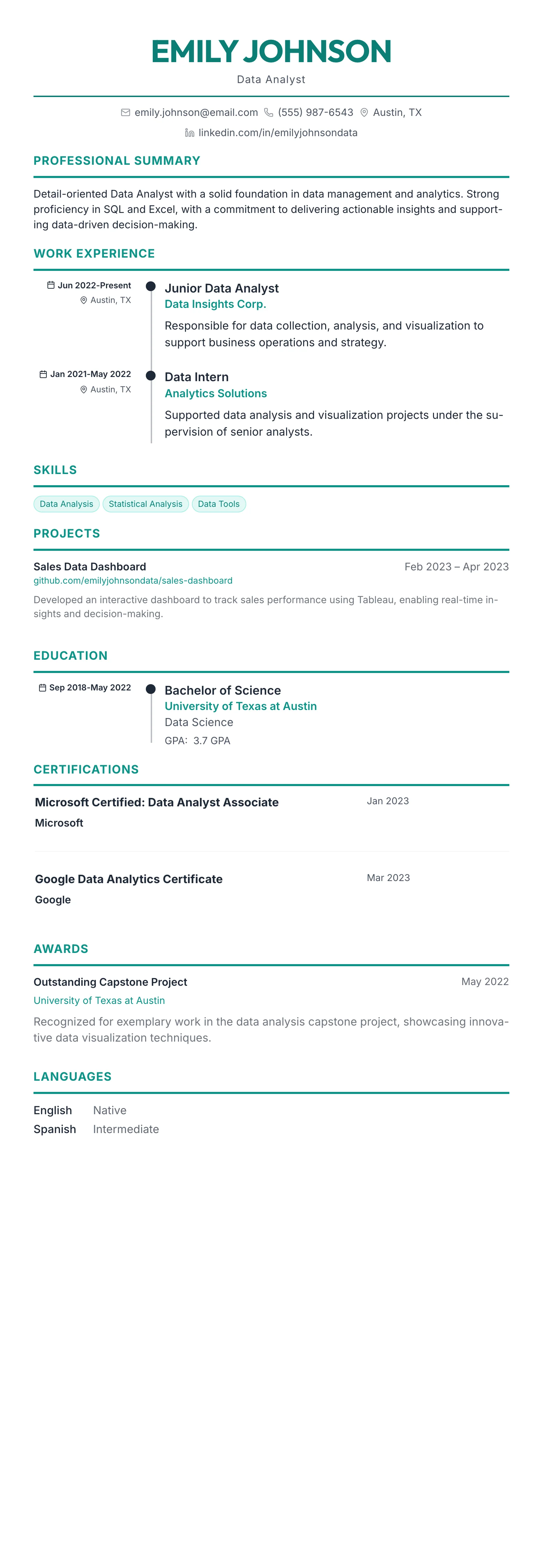 The Timeline template preview