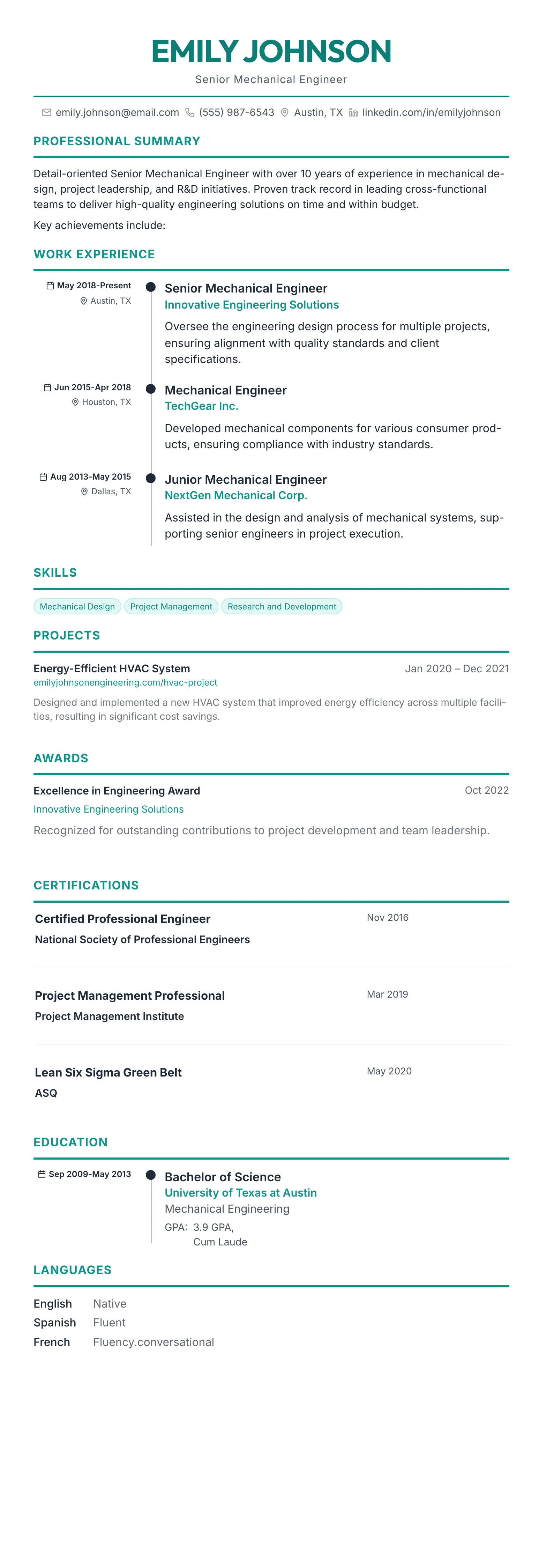 The Timeline template preview
