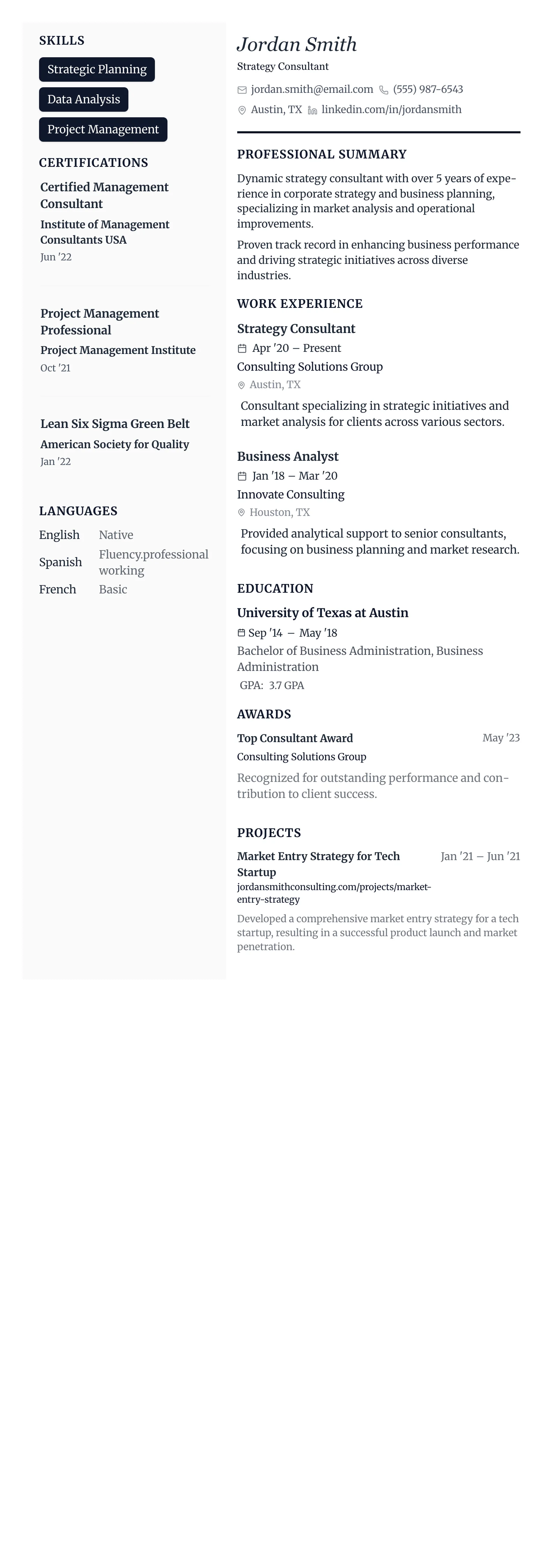 The Vanguard template preview