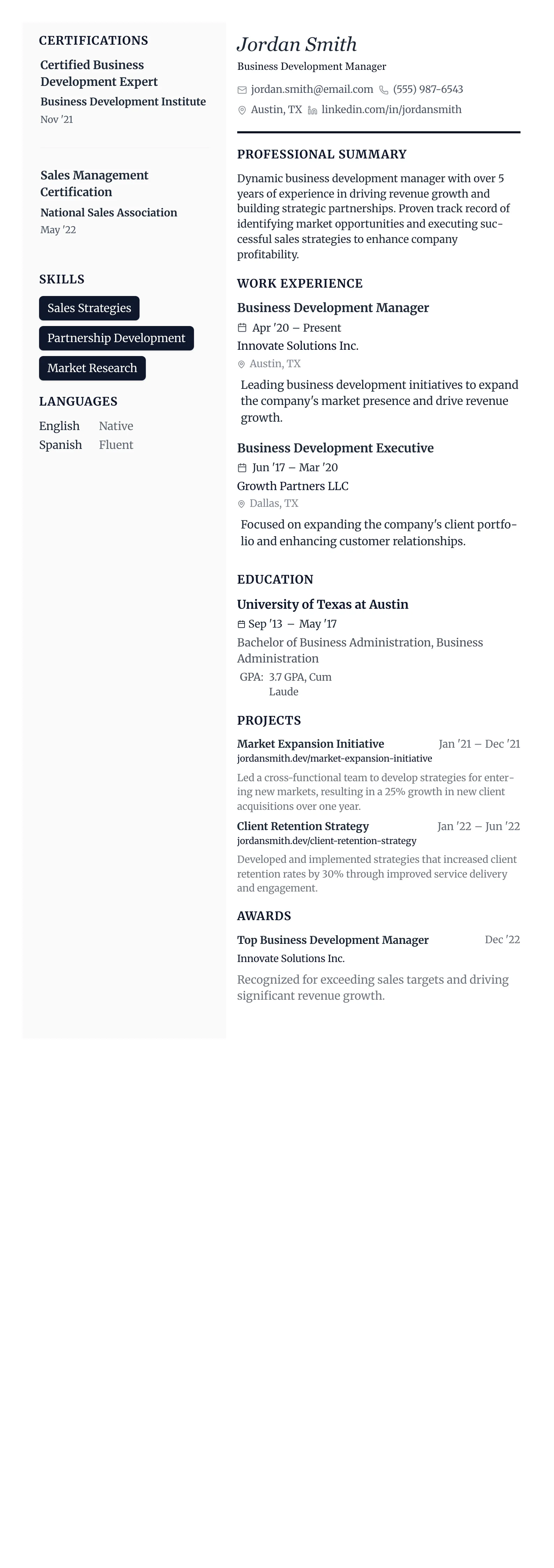 The Vanguard template preview