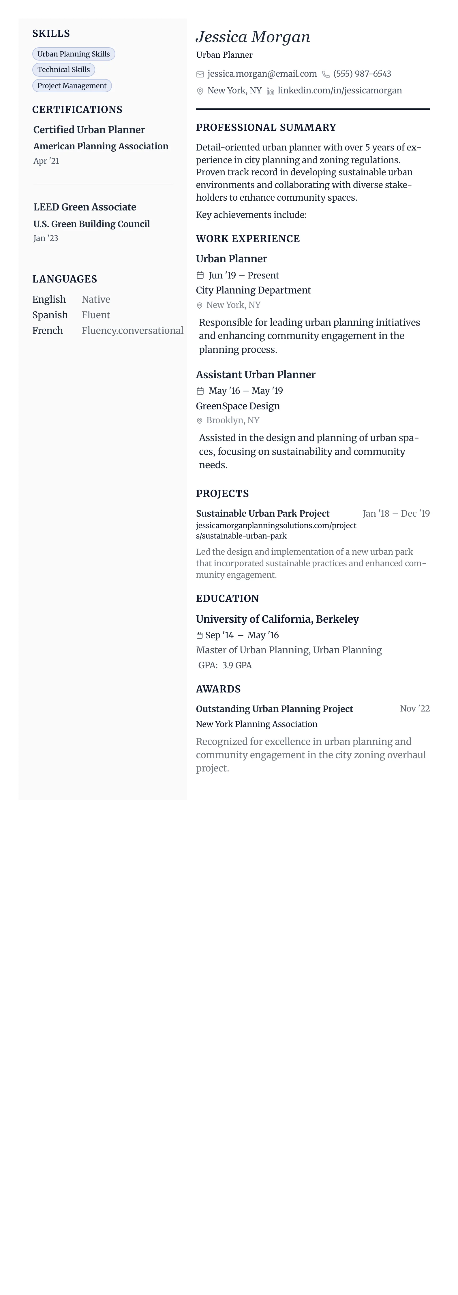 The Vanguard template preview