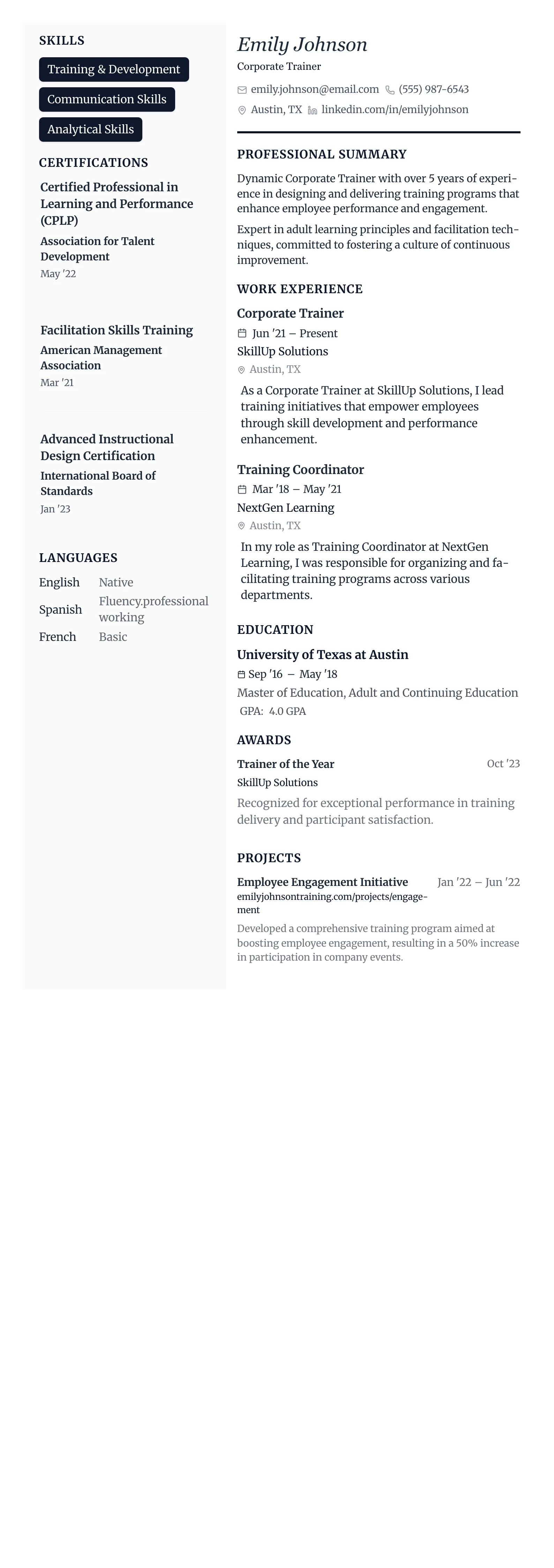 The Vanguard template preview