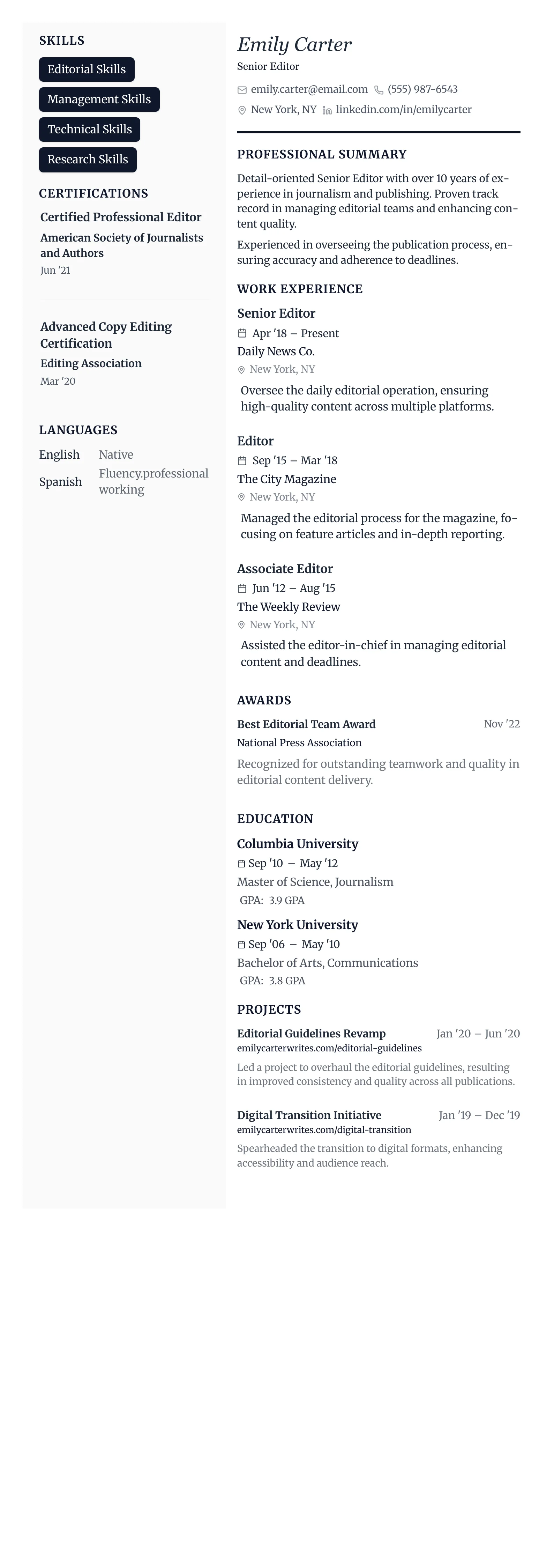 The Vanguard template preview